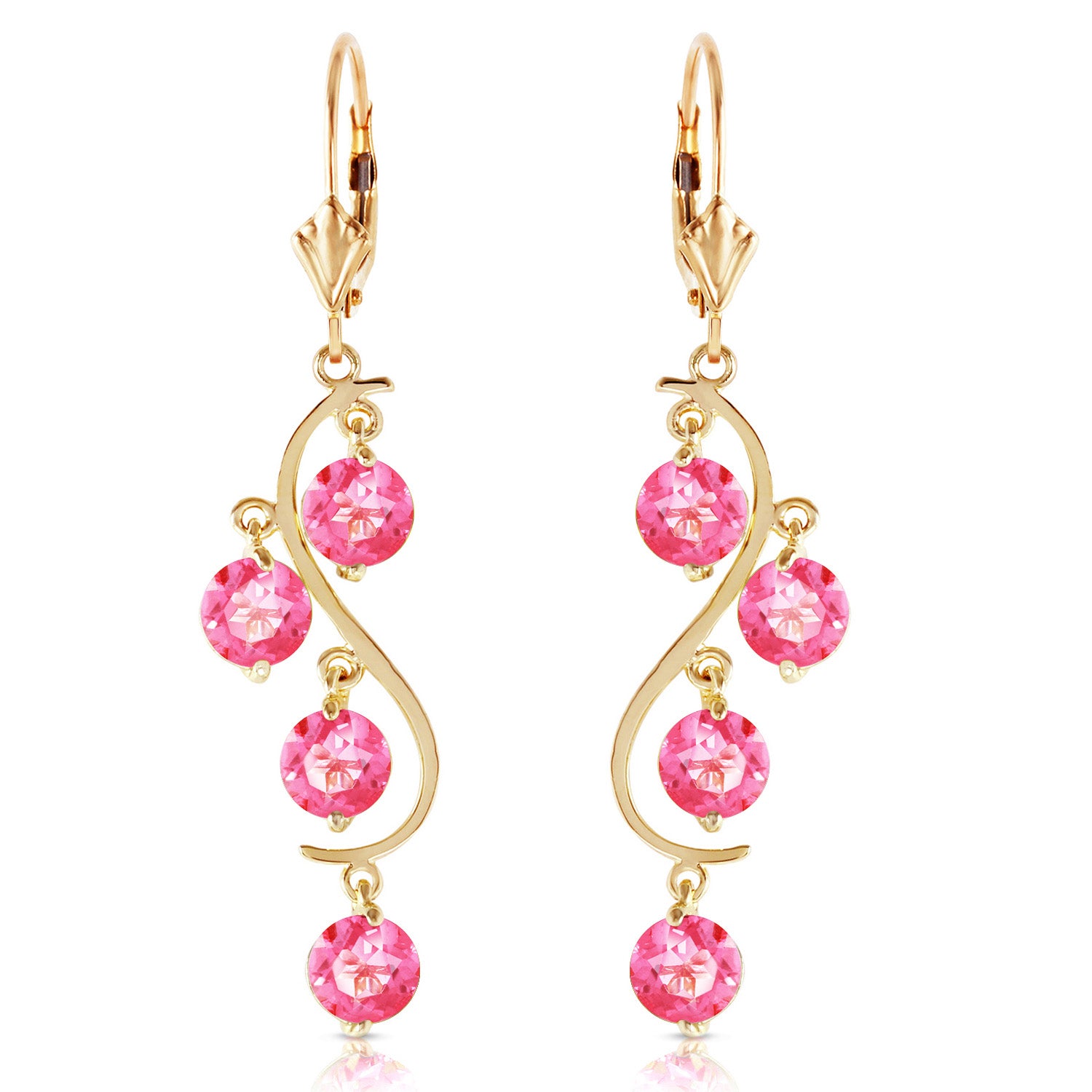 Radiant Drops Pink Topaz Leverback Earrings