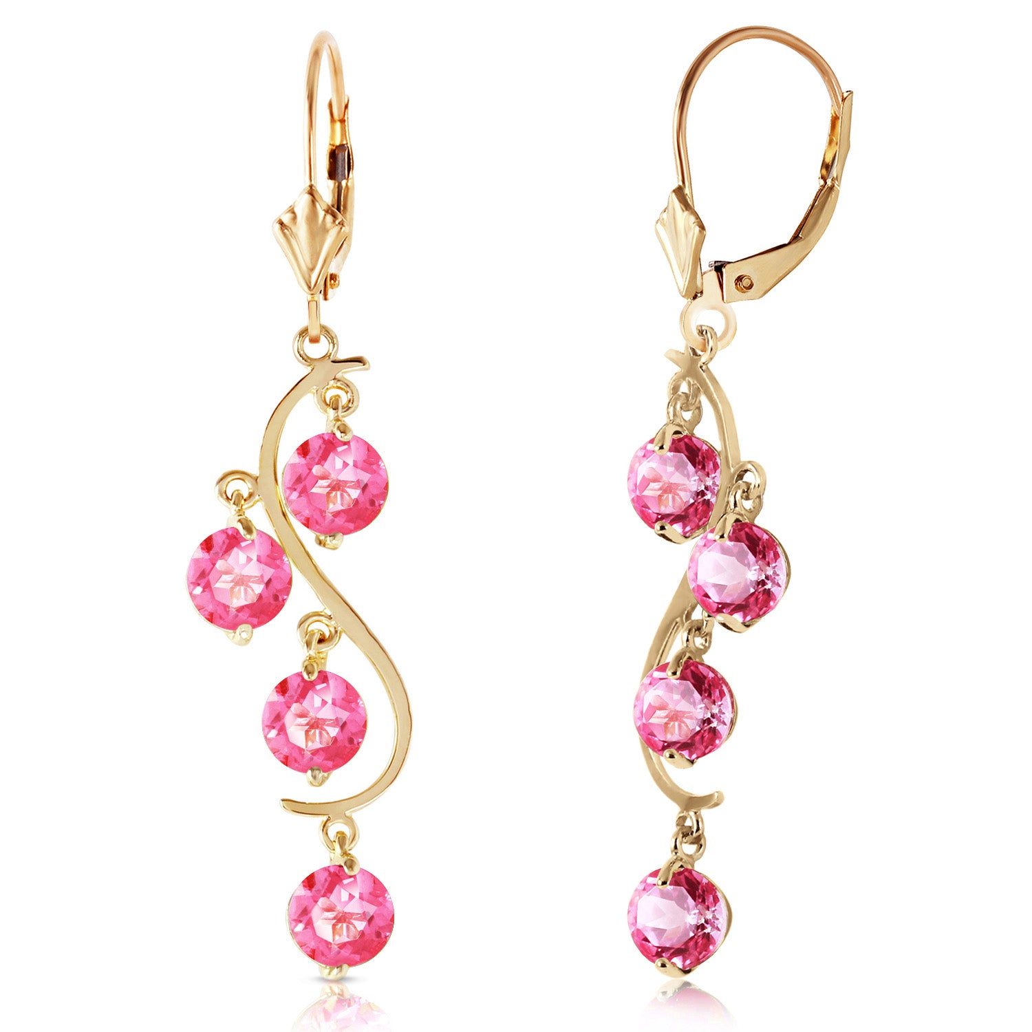 Radiant Drops Pink Topaz Leverback Earrings