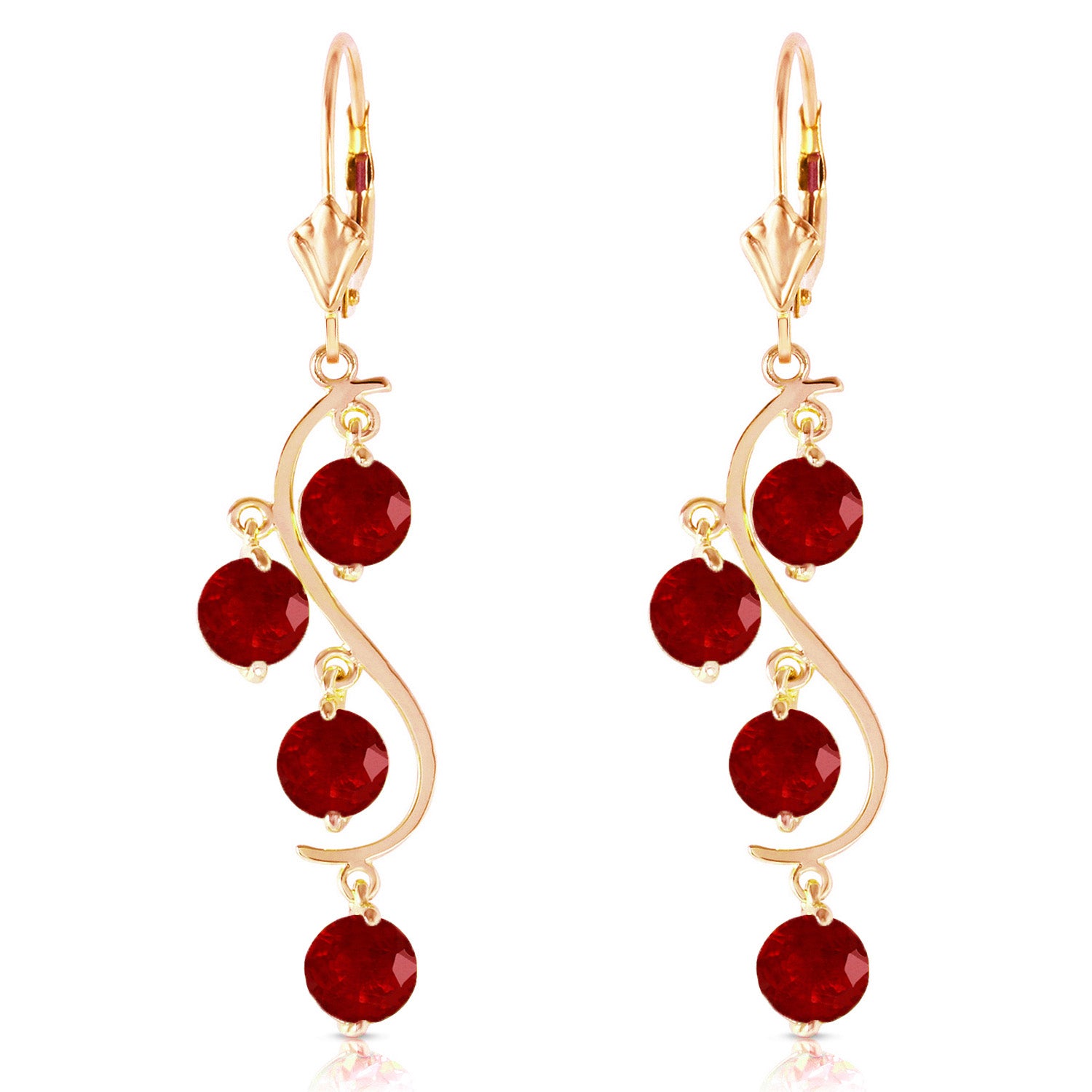 Radiant Drops Ruby Leverback Earrings
