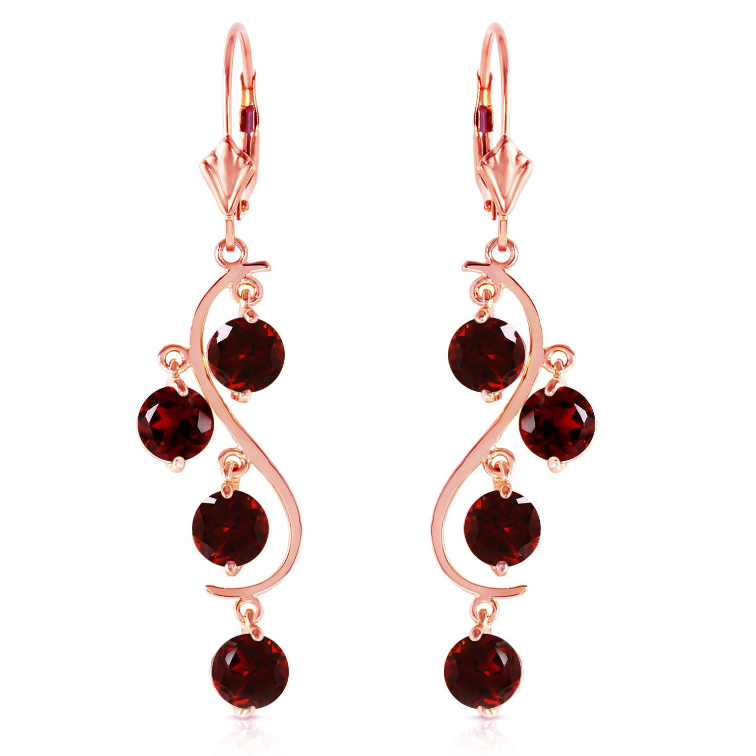 Radiant Drops Garnet Leverback Earrings