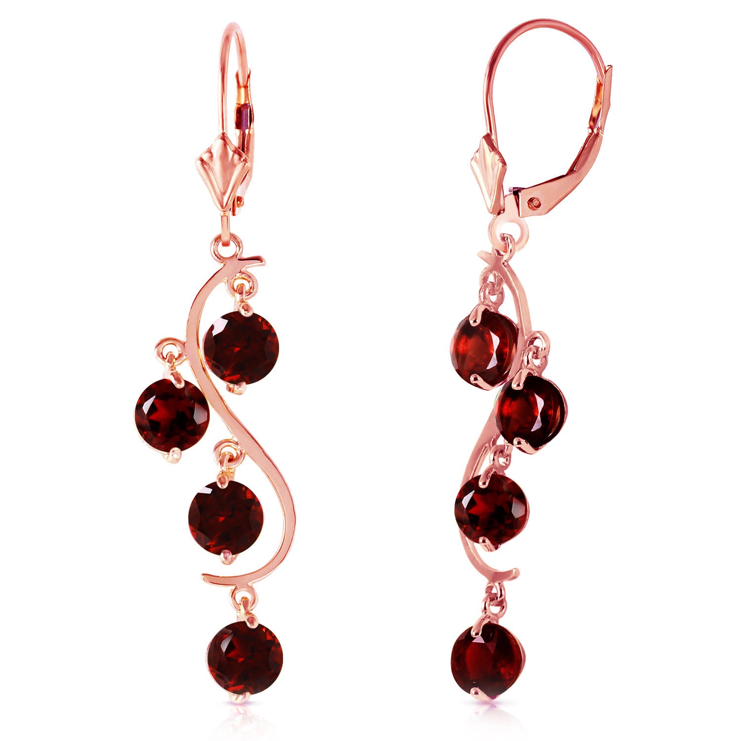 Radiant Drops Garnet Leverback Earrings