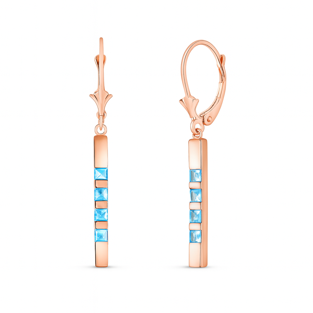 Evergreen Harmony Blue Topaz Leverback Earrings