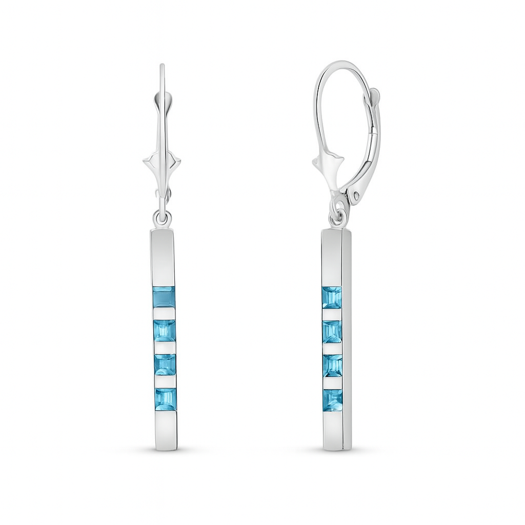 Evergreen Harmony Blue Topaz Leverback Earrings