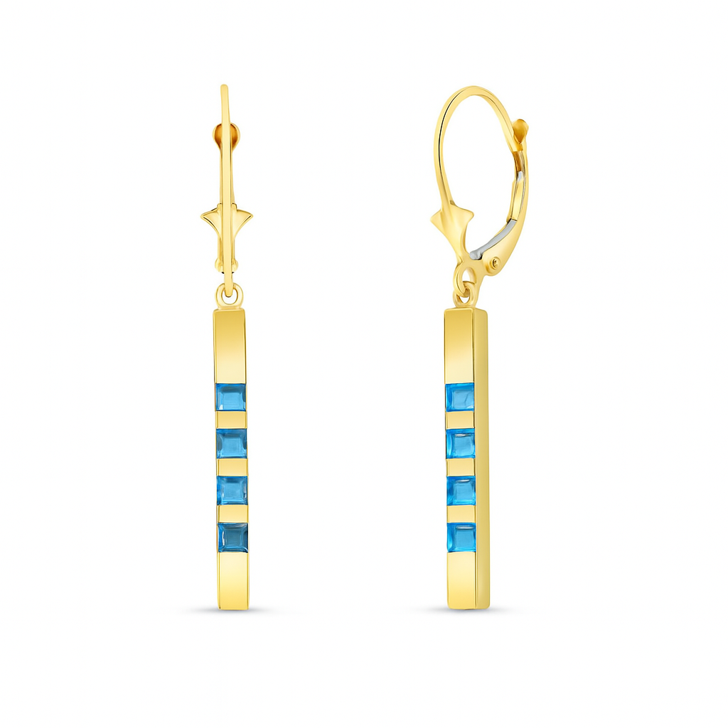 Evergreen Harmony Blue Topaz Leverback Earrings