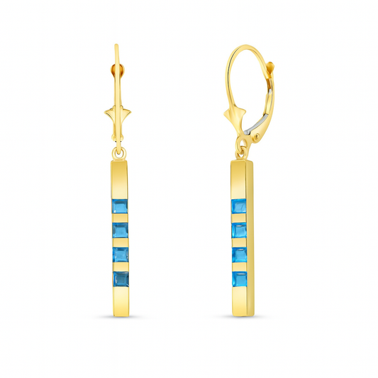 Evergreen Harmony Blue Topaz Leverback Earrings