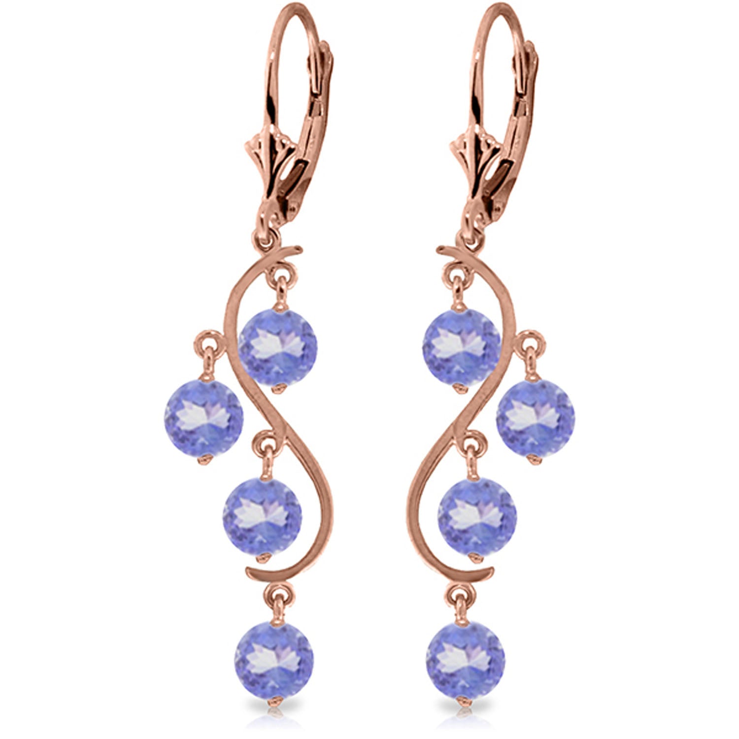 Radiant Drops Tanzanite Leverback Earrings