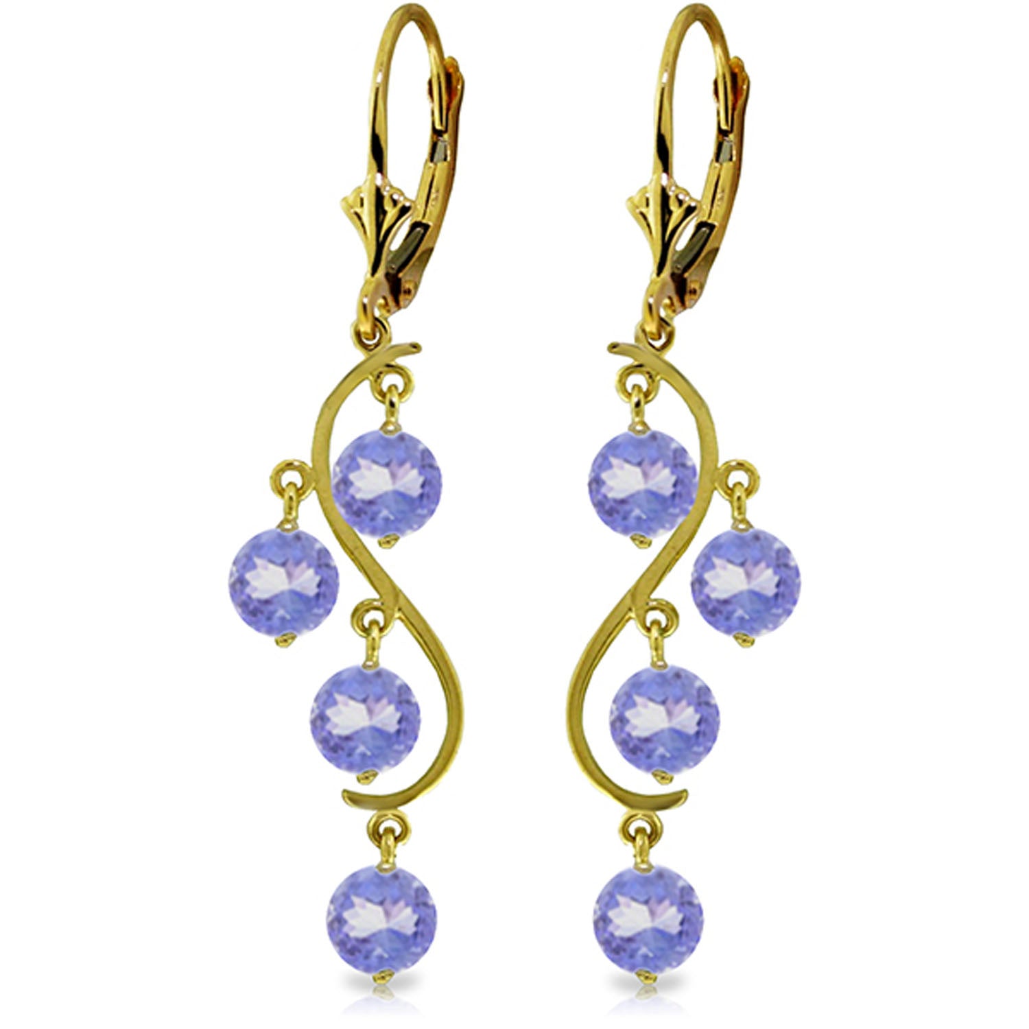 Radiant Drops Tanzanite Leverback Earrings