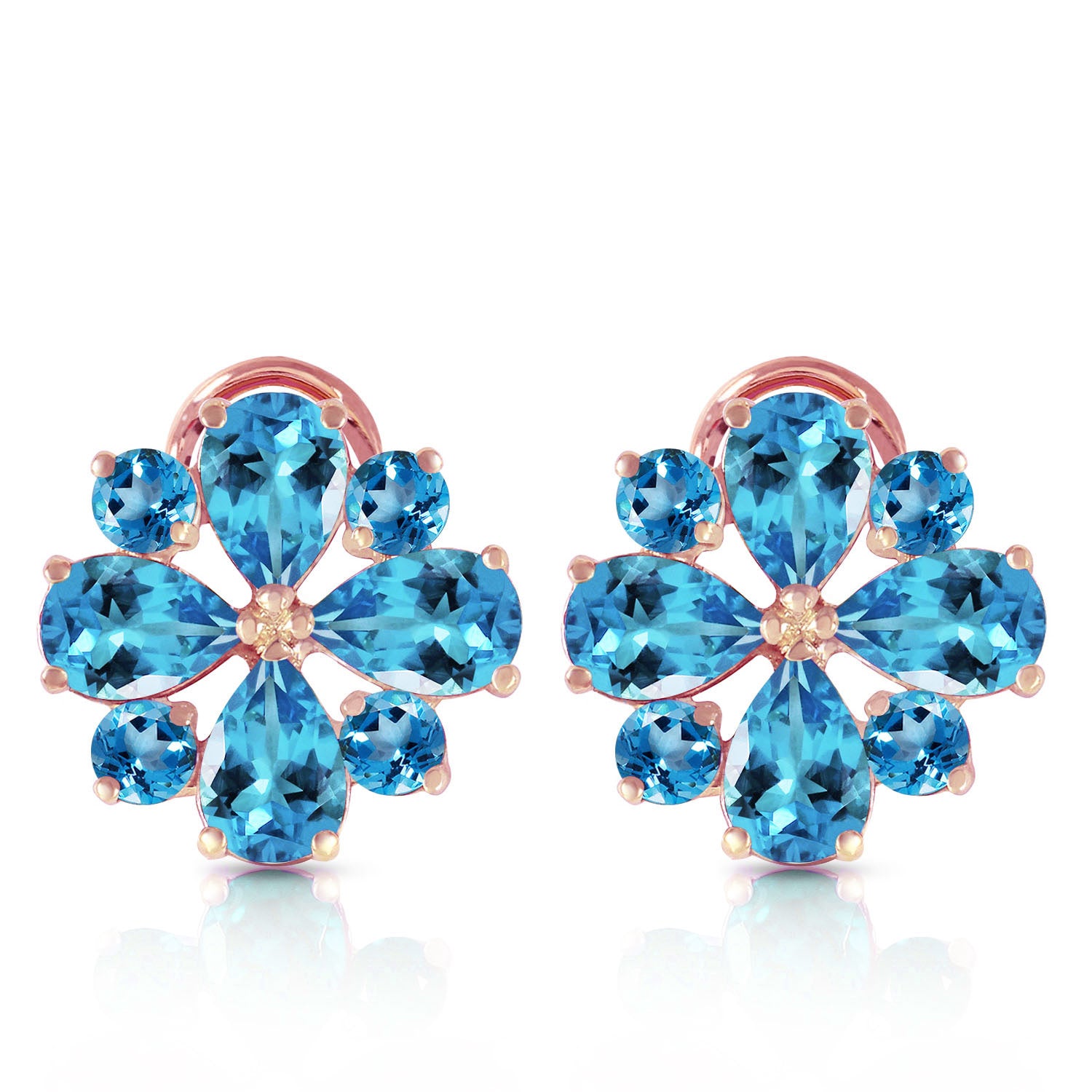 Royal Crest Blue Topaz French Clip Earrings
