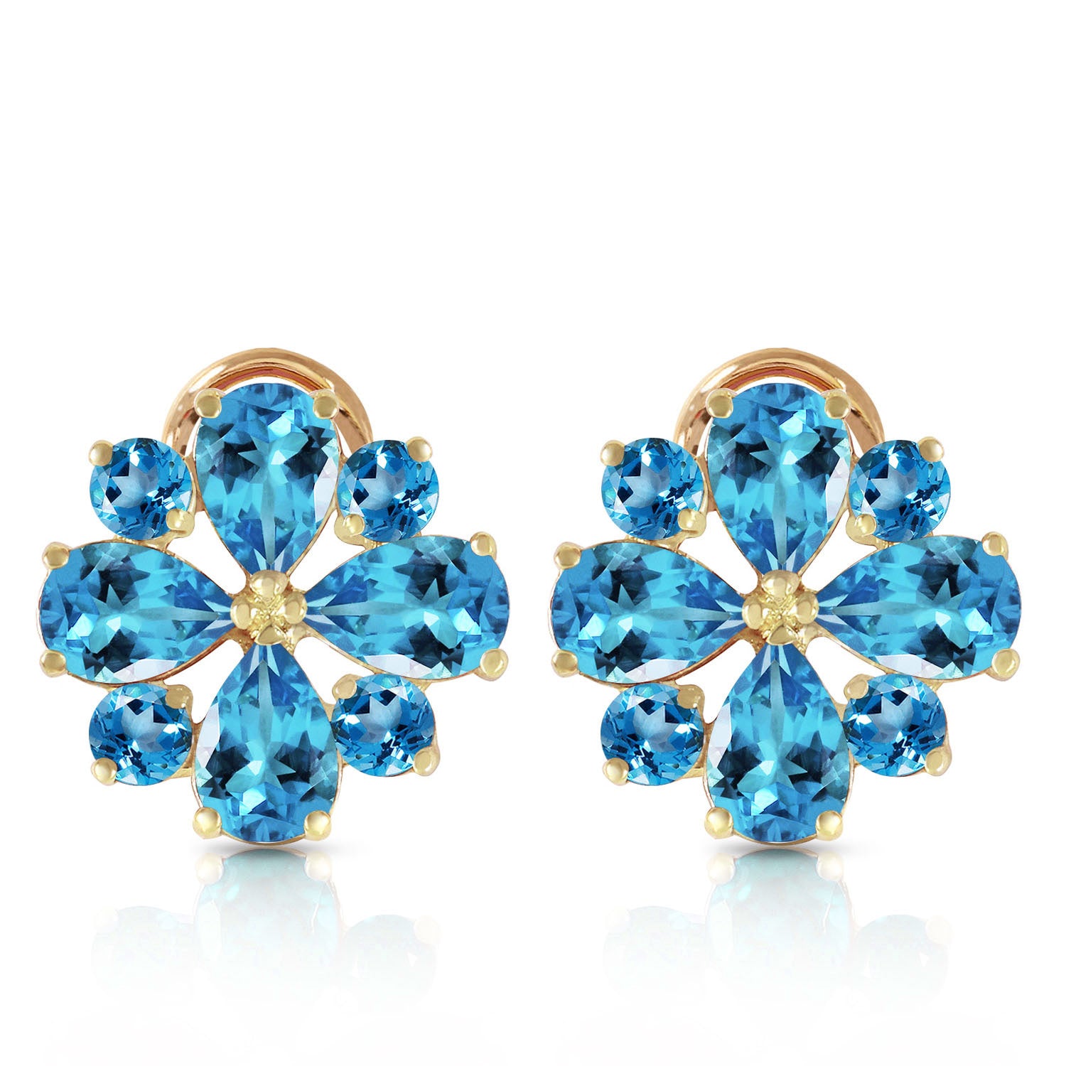 Royal Crest Blue Topaz French Clip Earrings