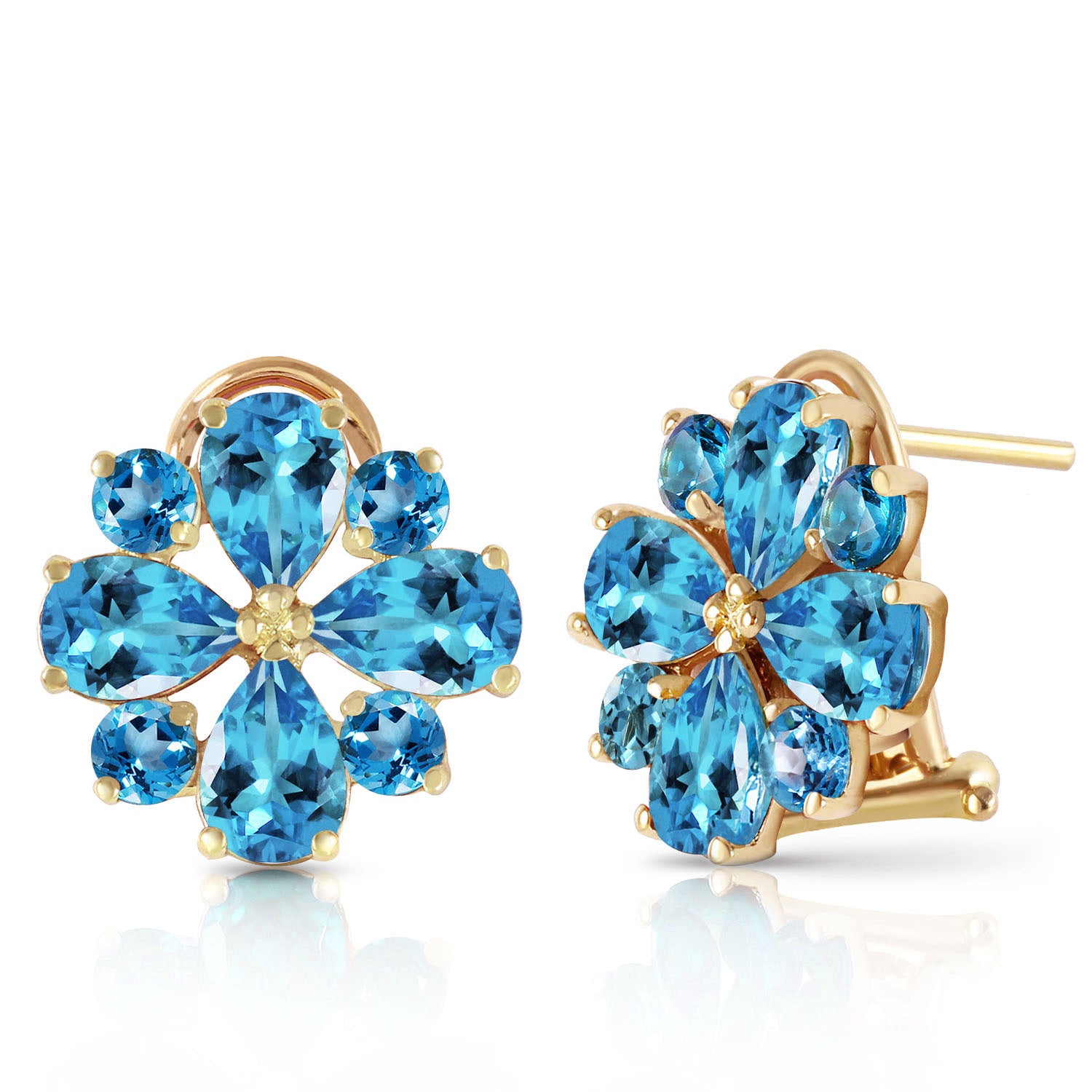 Royal Crest Blue Topaz French Clip Earrings
