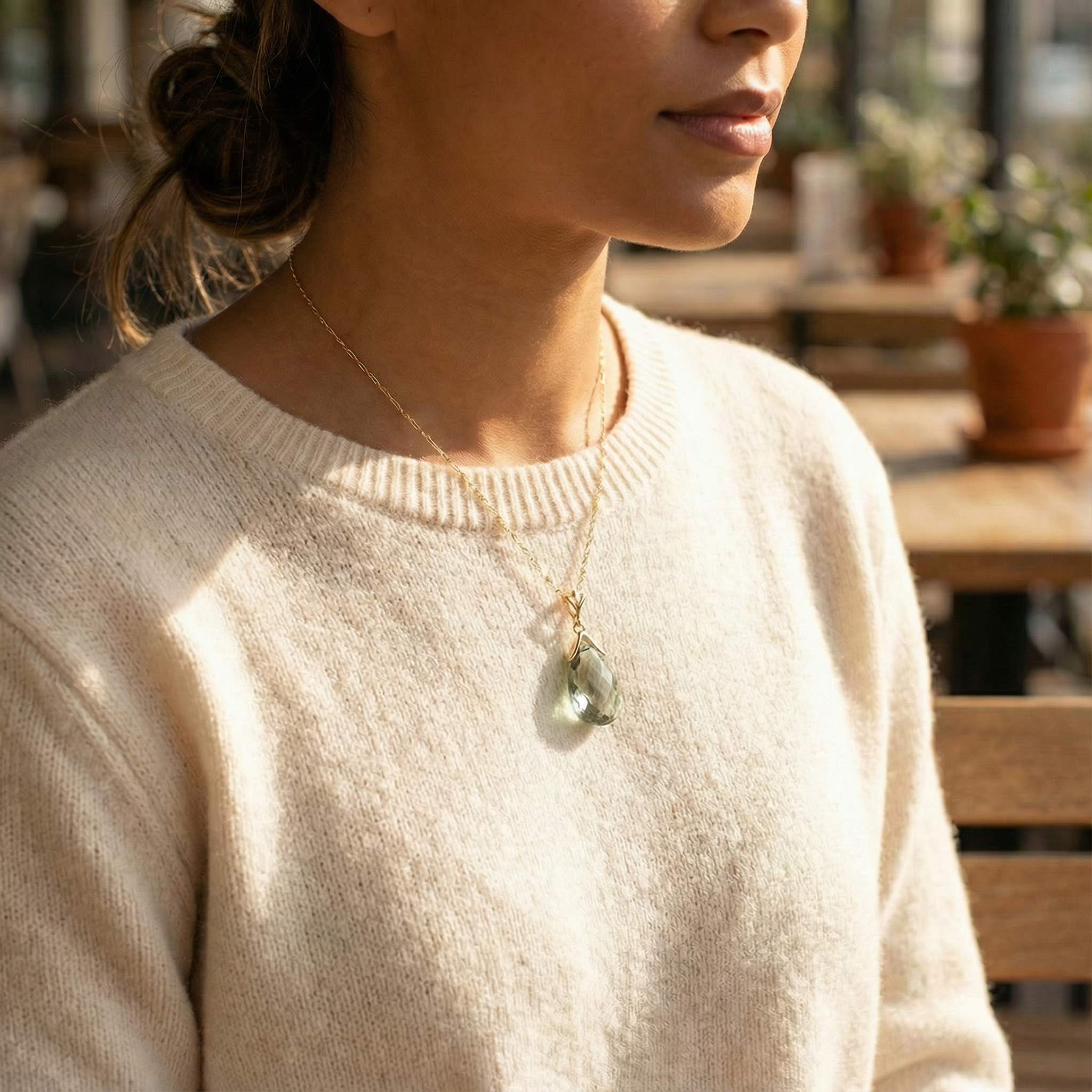 Lunar Glow Green Amethyst Necklace