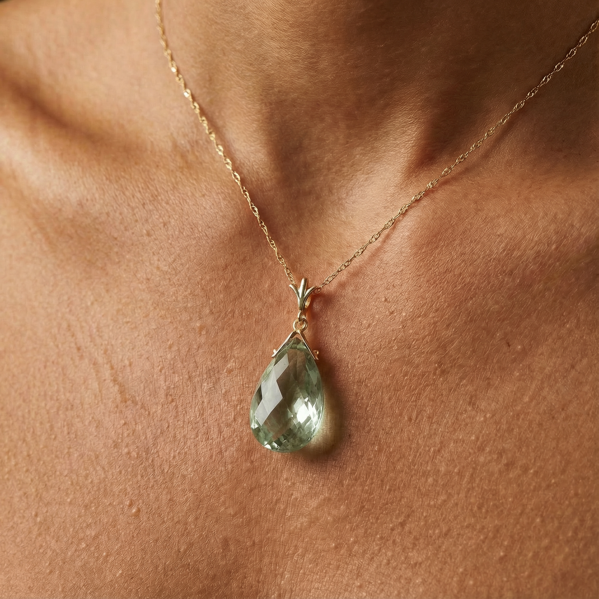 Lunar Glow Green Amethyst Necklace