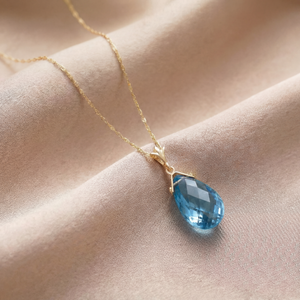 Lunar Glow Blue Topaz Necklace