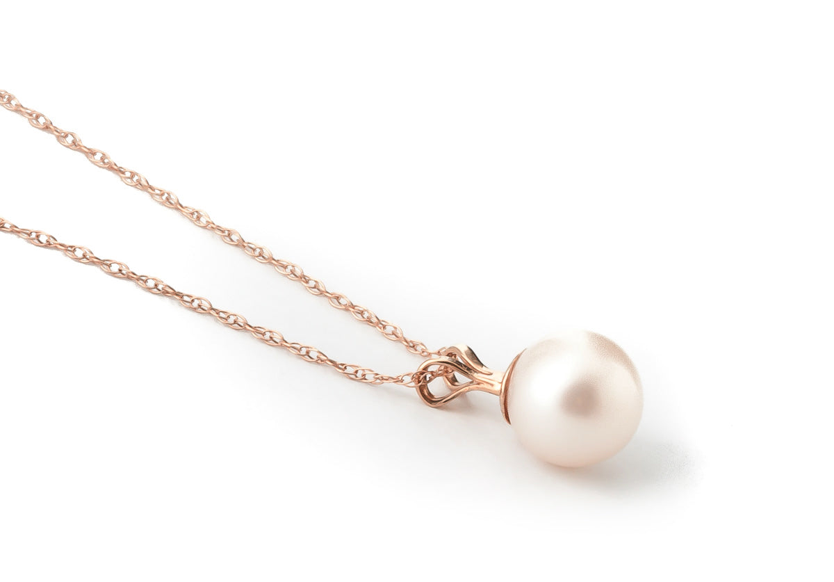 2 Carat 14K Solid Gold Necklace Natural Pearl