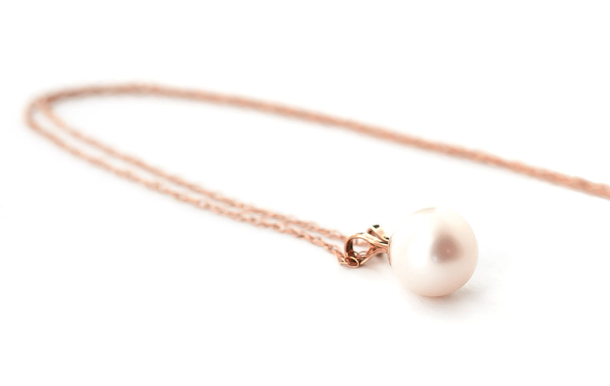 2 Carat 14K Solid Gold Necklace Natural Pearl