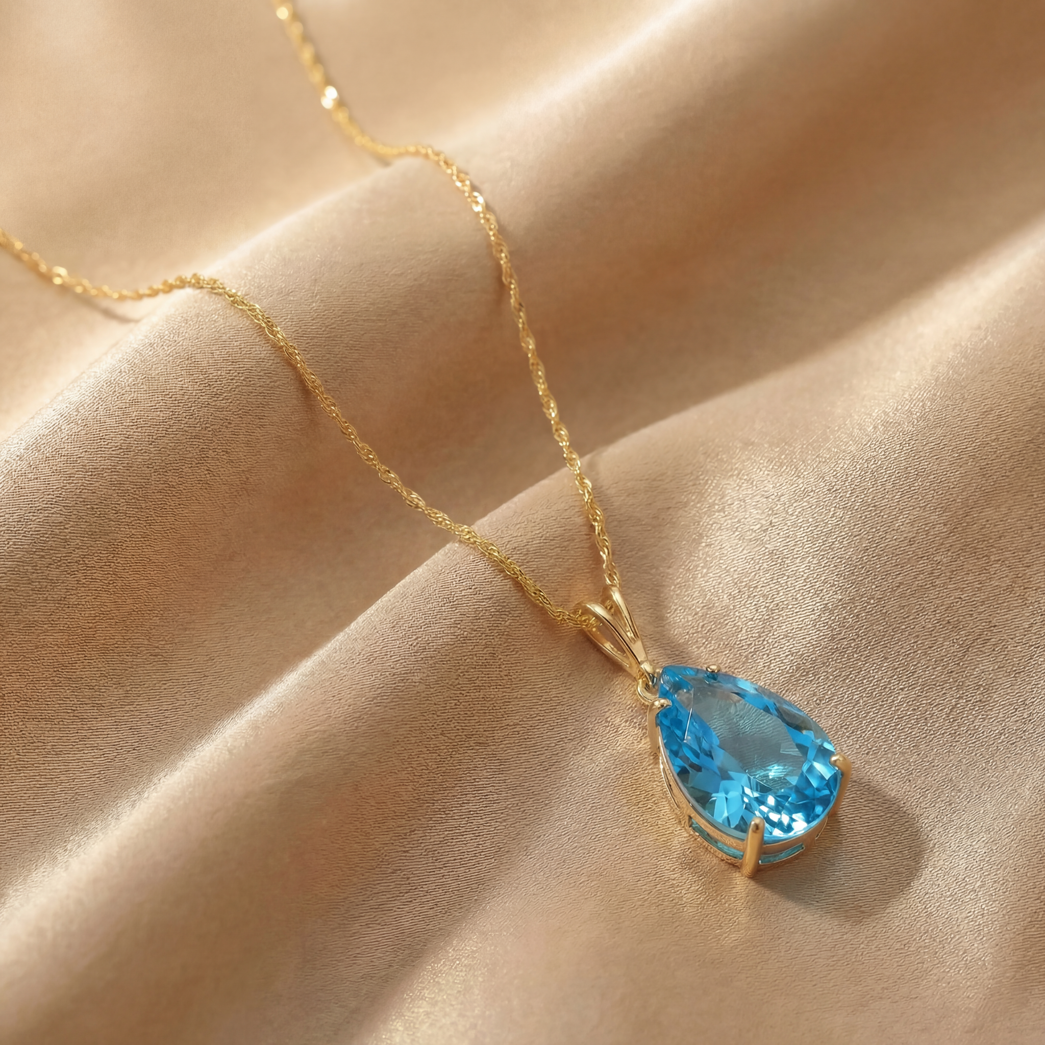 Hidden Light Blue Topaz Necklace
