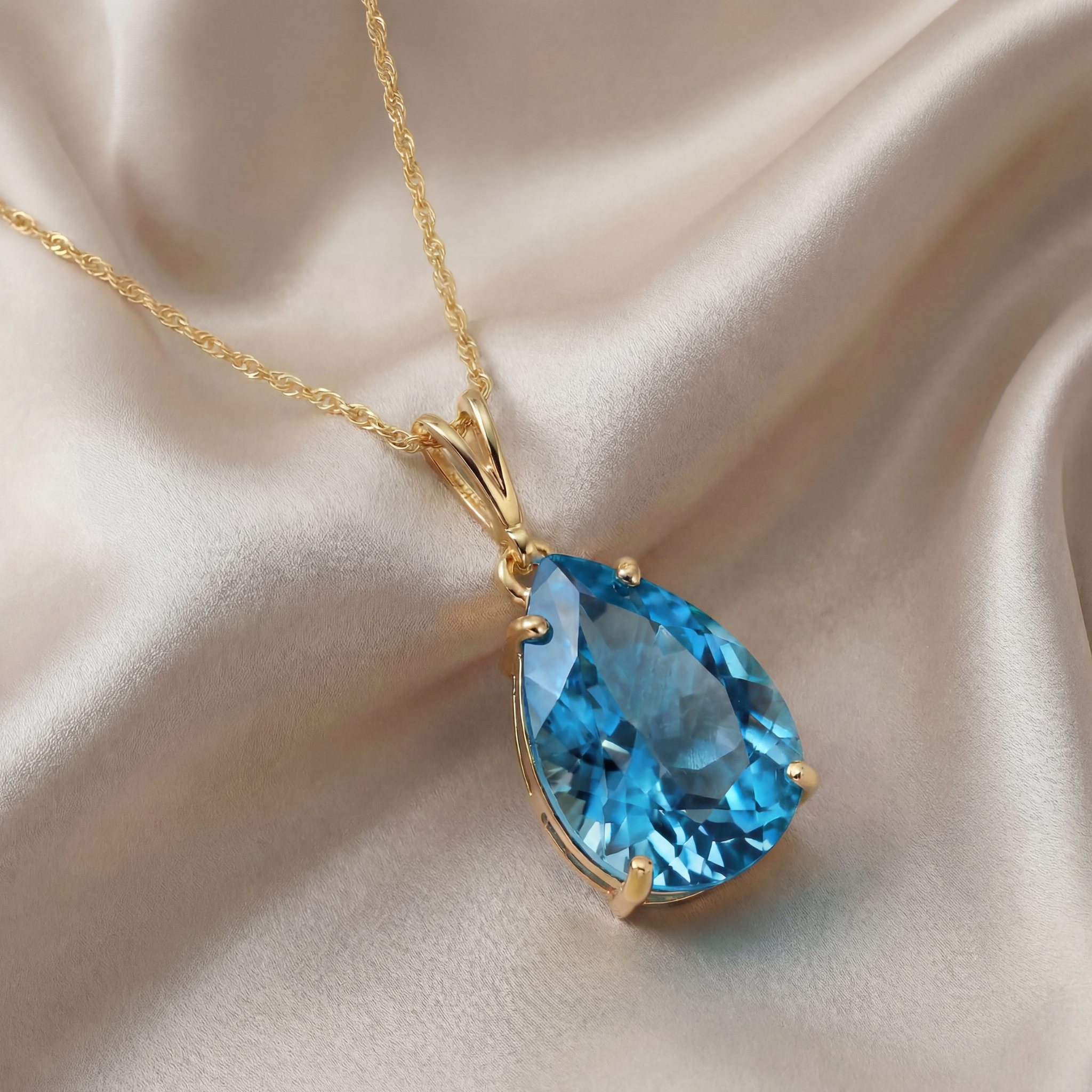 Hidden Light Blue Topaz Necklace