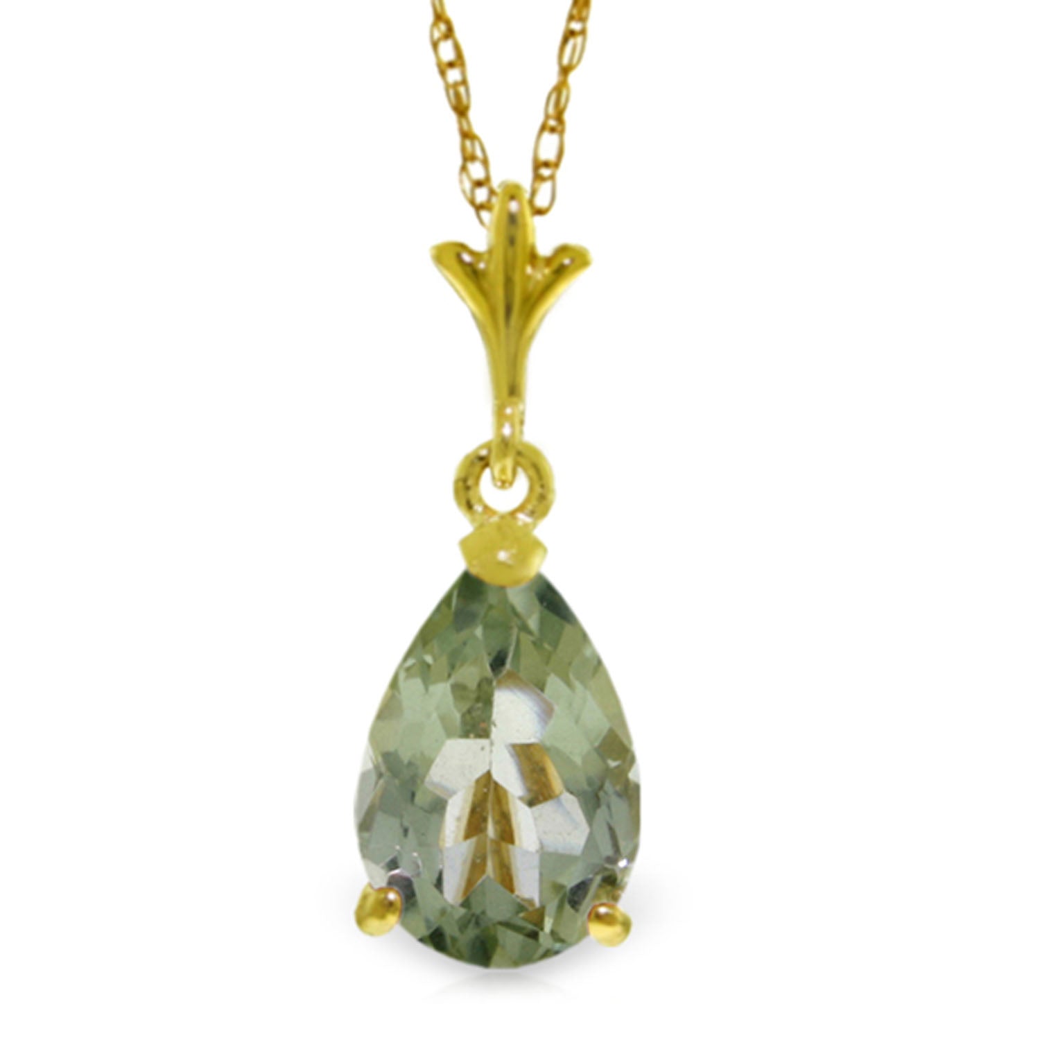 Gentle Droplet Green Amethyst Necklace