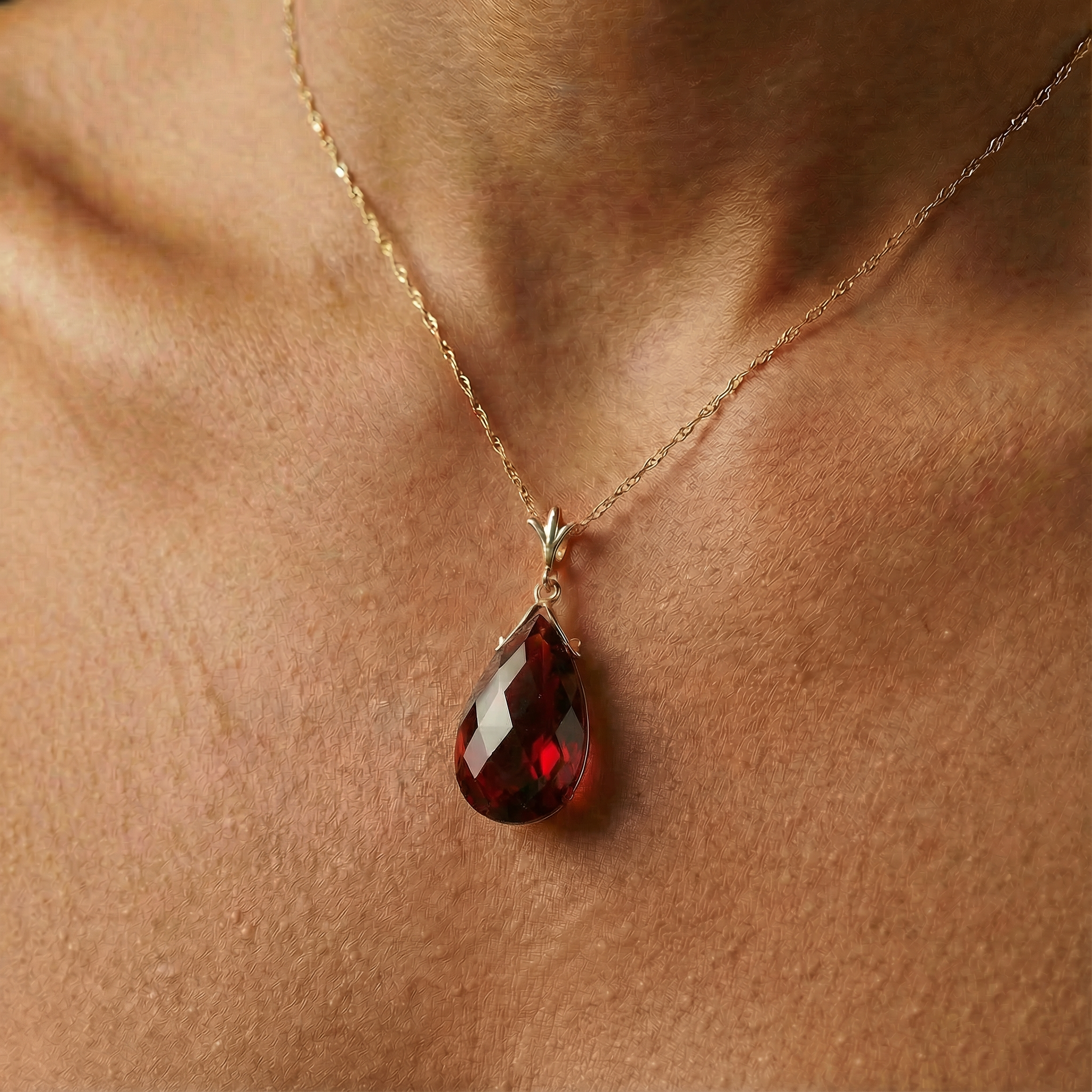 Lunar Glow Garnet Necklace