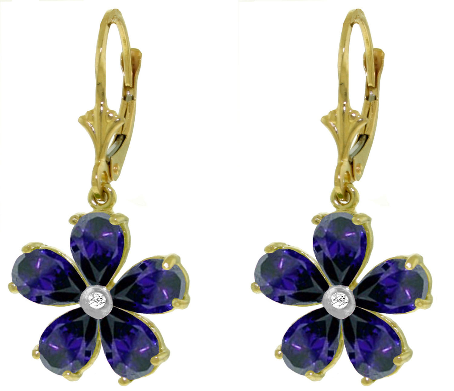 Gilded Petal Sapphire Earrings