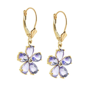 Gilded Petal Tanzanite Earrings