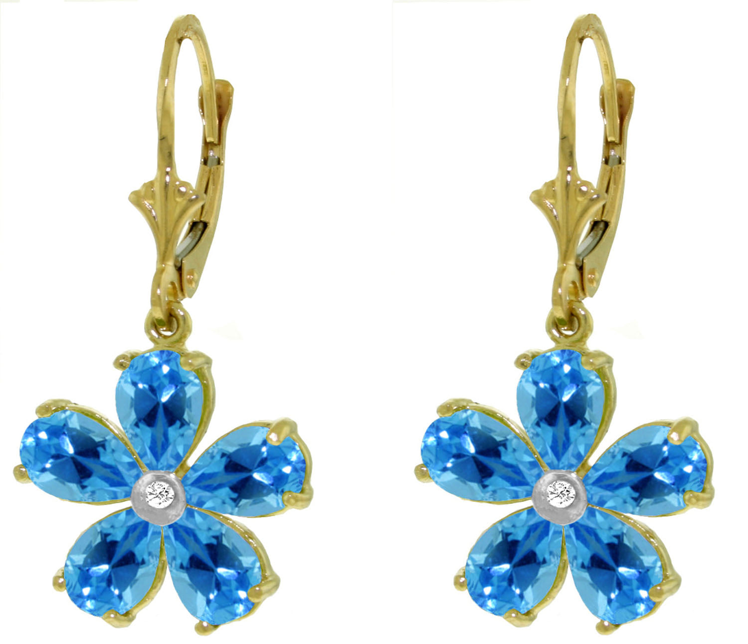 Gilded Petal Blue Topaz Earrings