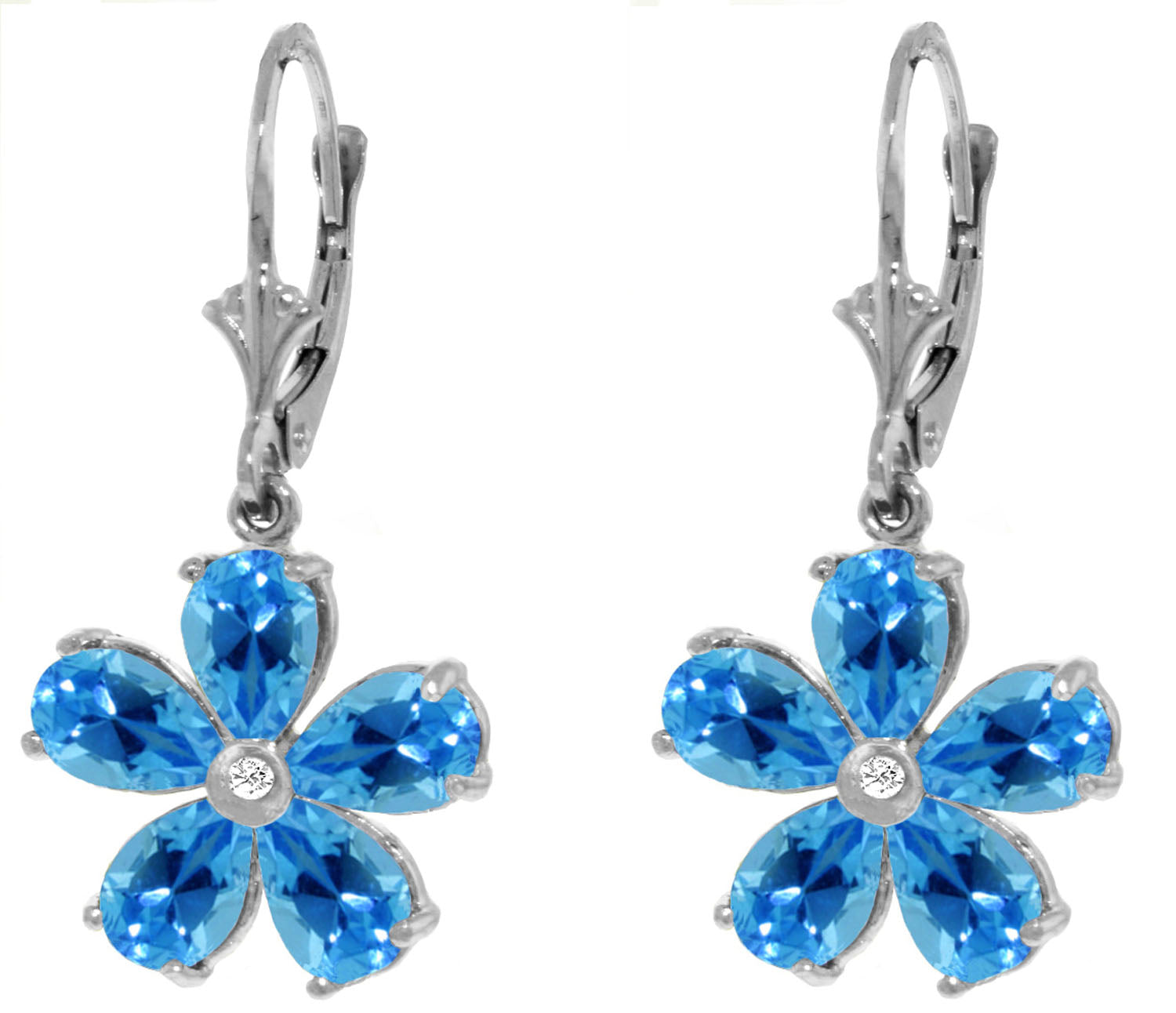 Gilded Petal Blue Topaz Earrings
