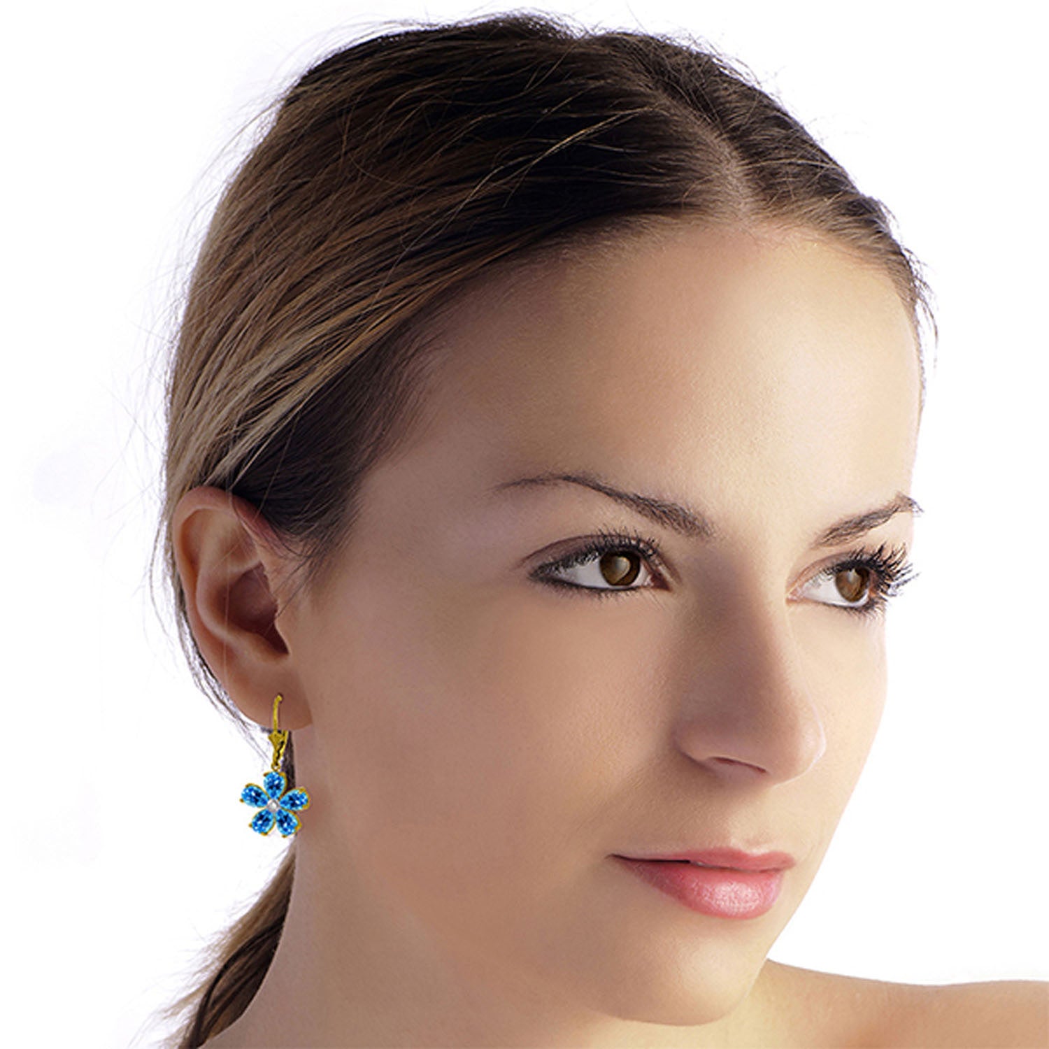 Gilded Petal Blue Topaz Earrings