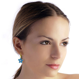 Gilded Petal Blue Topaz Earrings