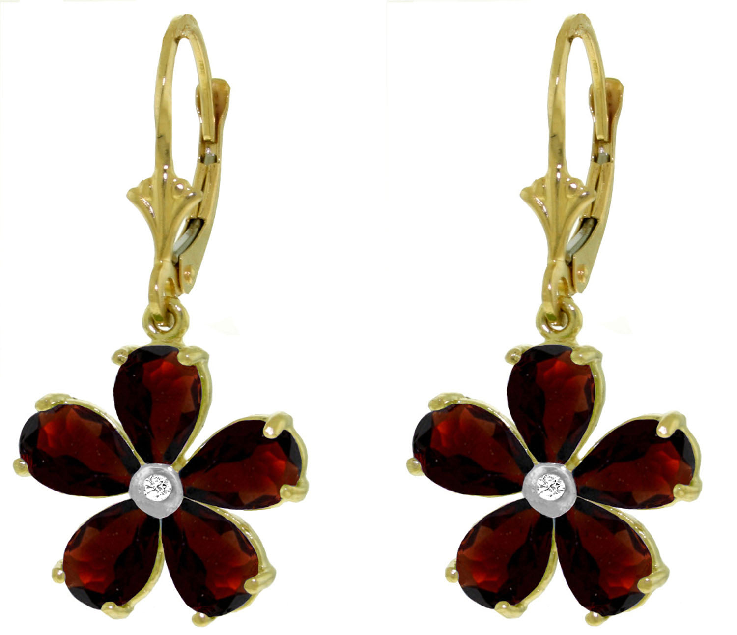 Gilded Petal Garnet Earrings