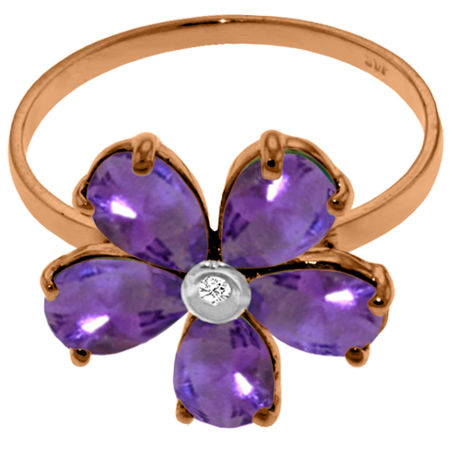 Gilded Petal Amethyst Ring
