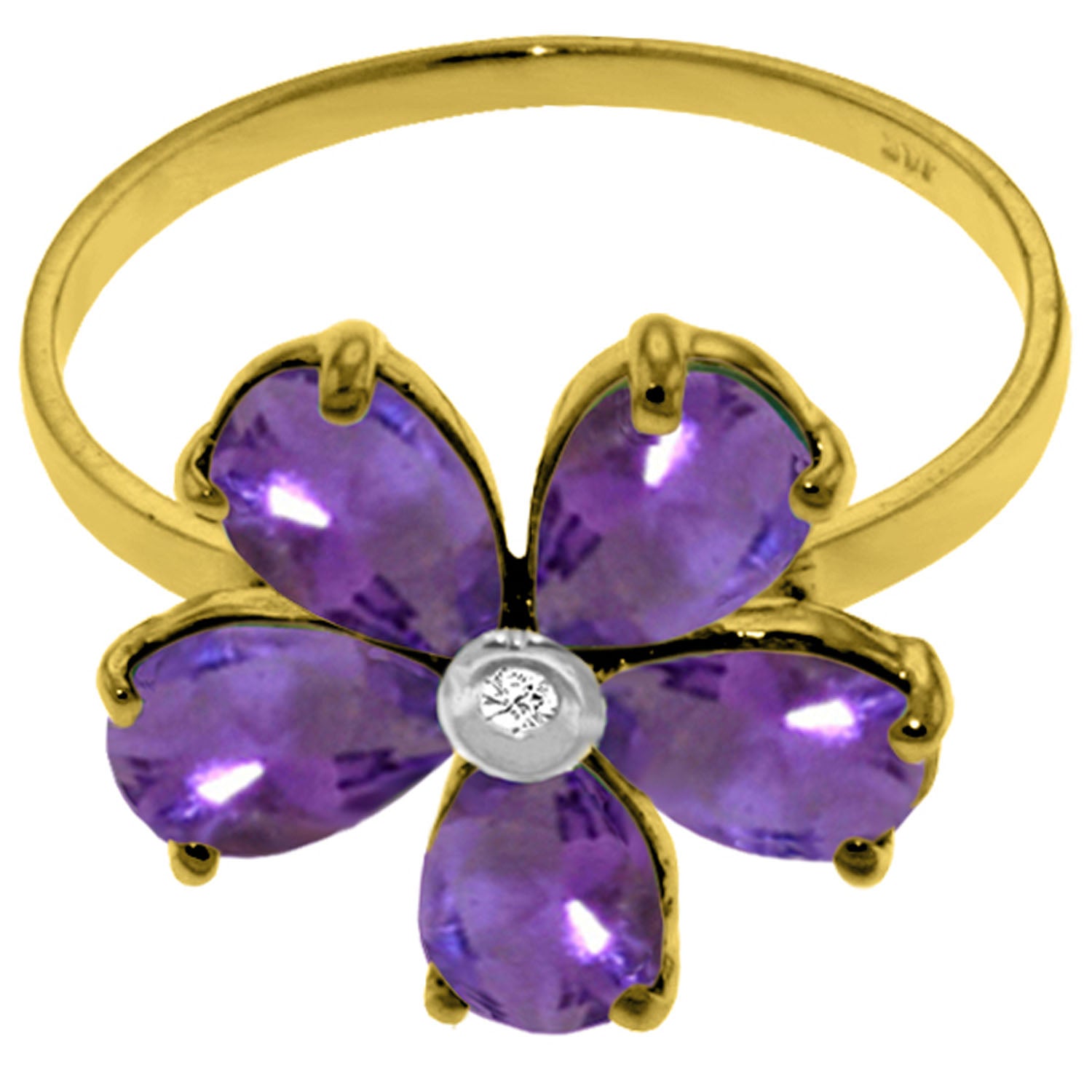 Gilded Petal Amethyst Ring