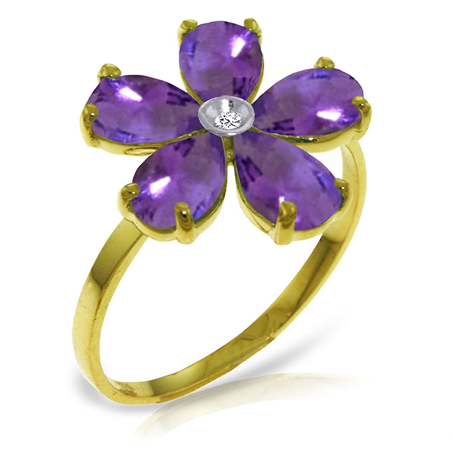 Gilded Petal Amethyst Ring