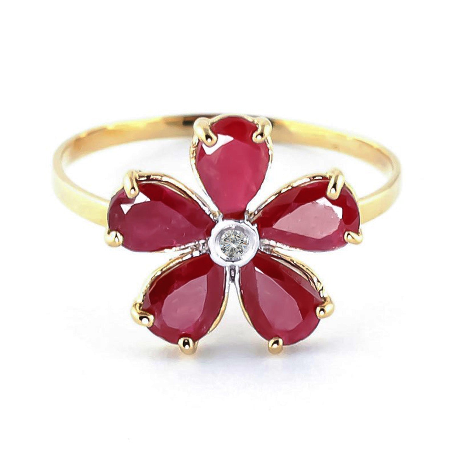 Gilded Petal Ruby Ring