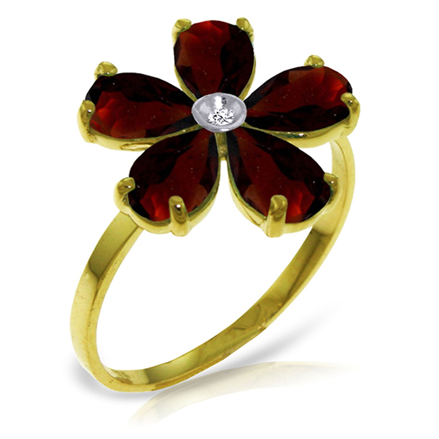 Gilded Petal Garnet Ring