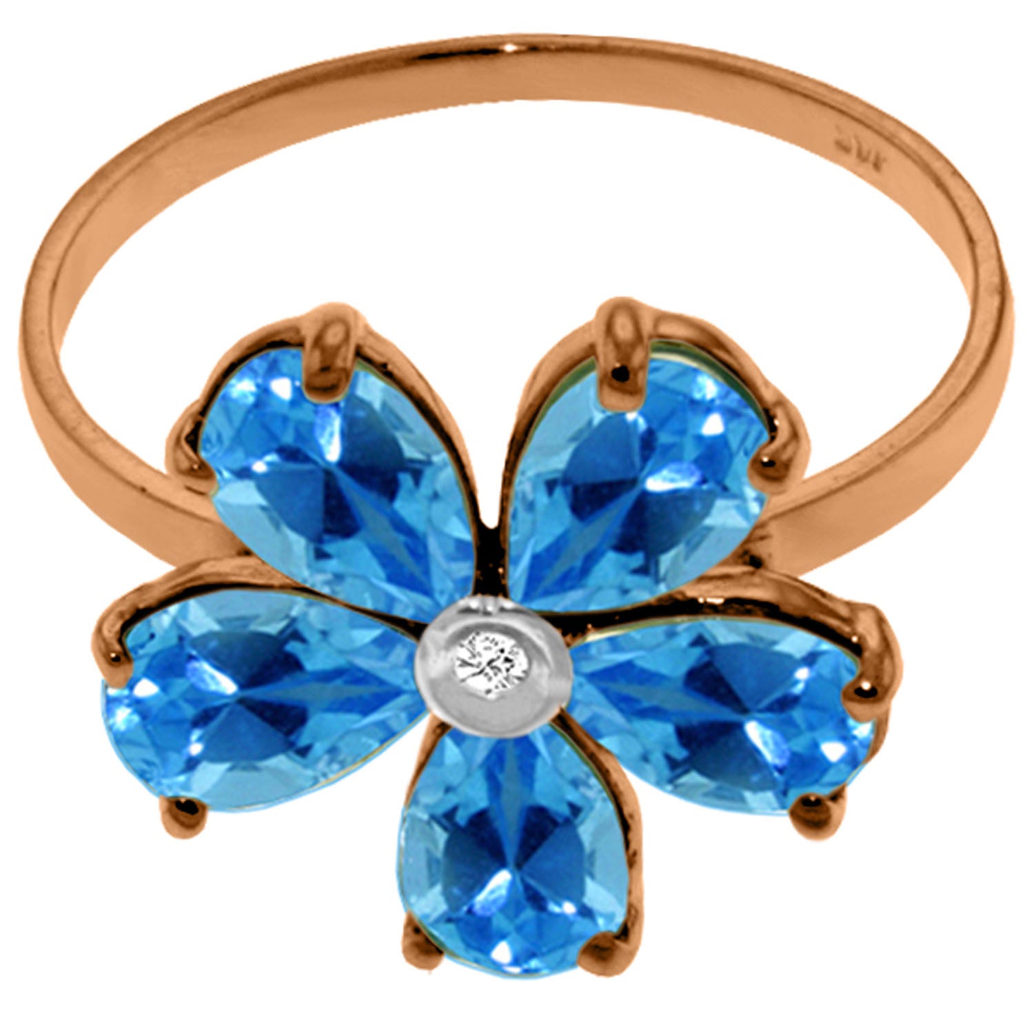 Gilded Petal Blue Topaz Ring