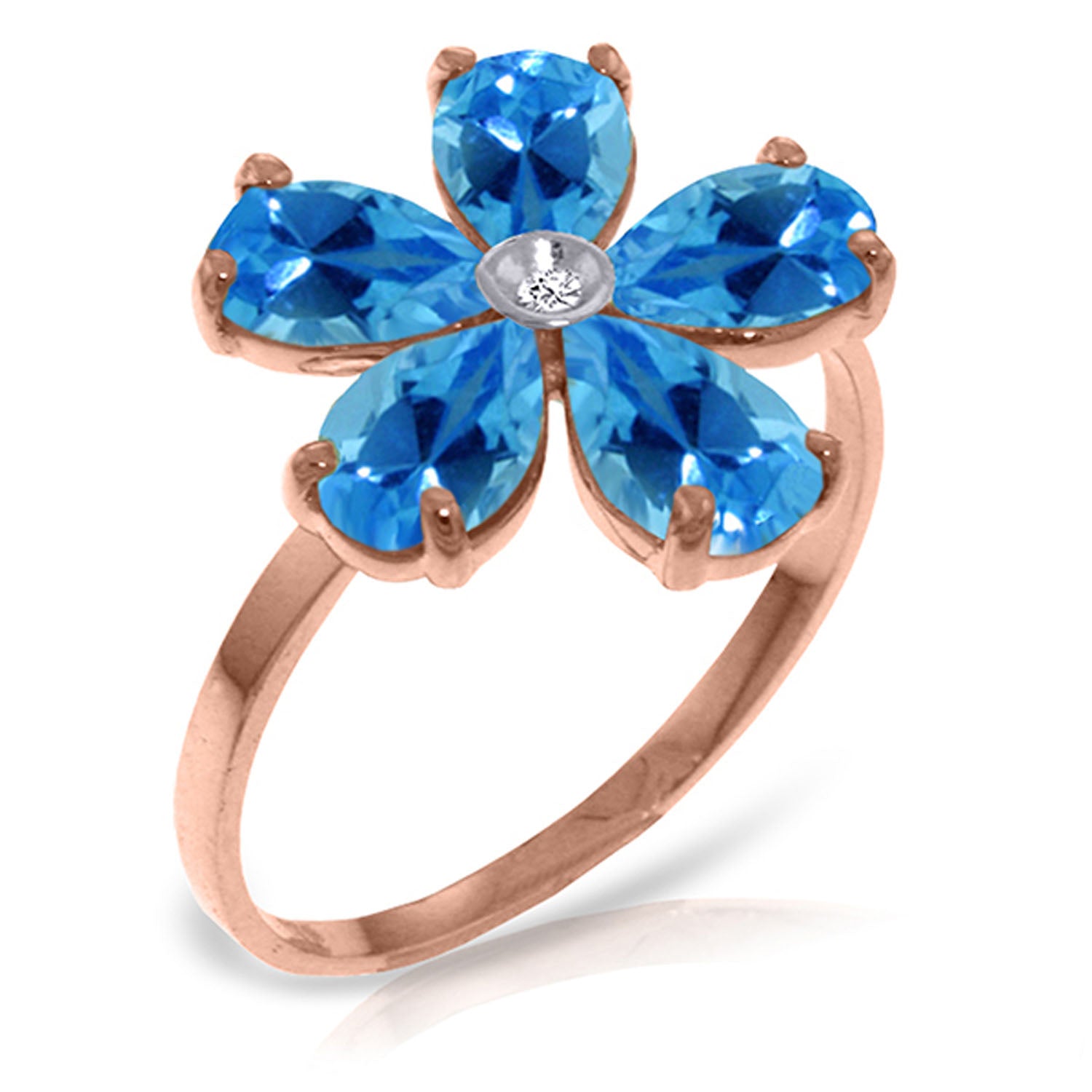 Gilded Petal Blue Topaz Ring