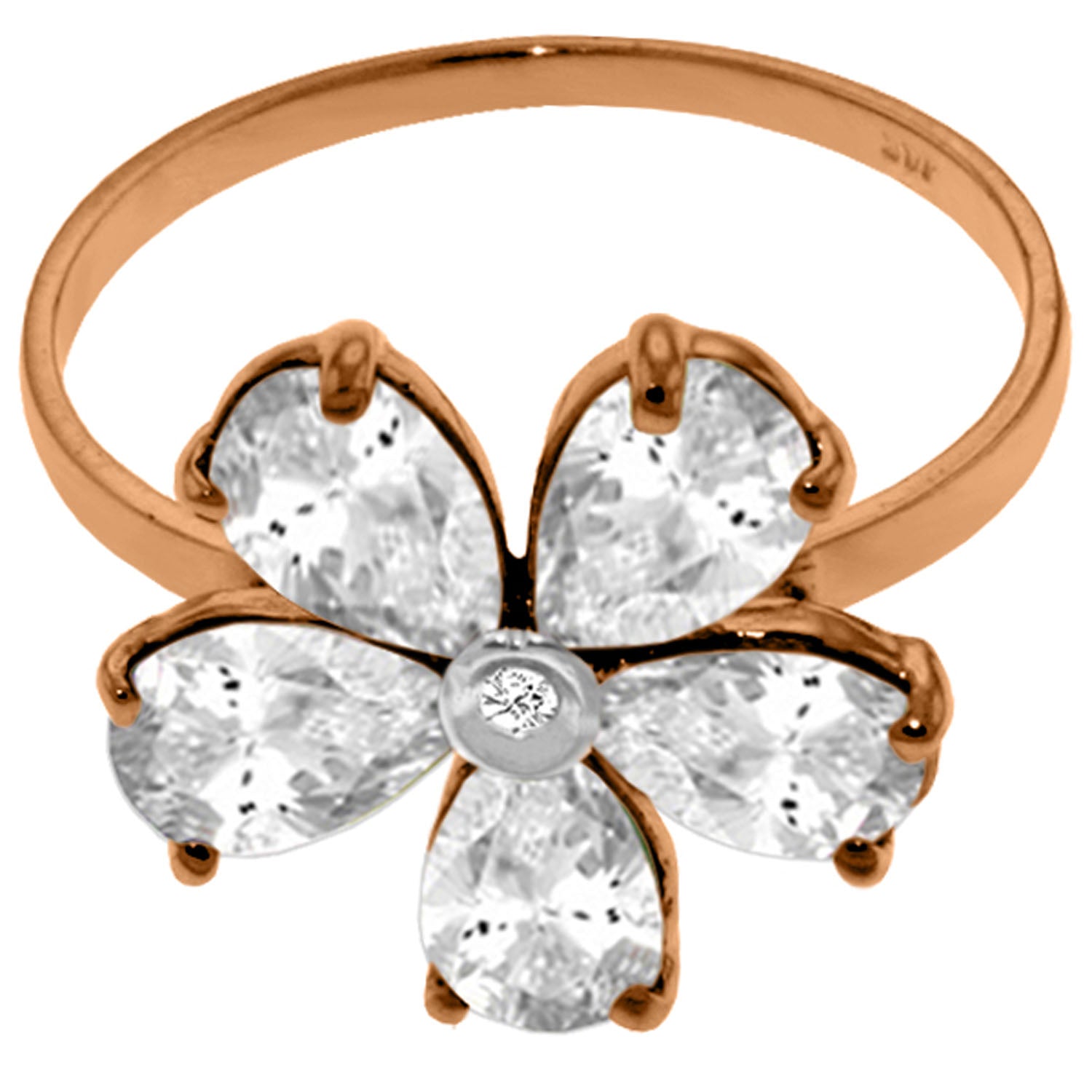 Gilded Petal White Topaz Ring