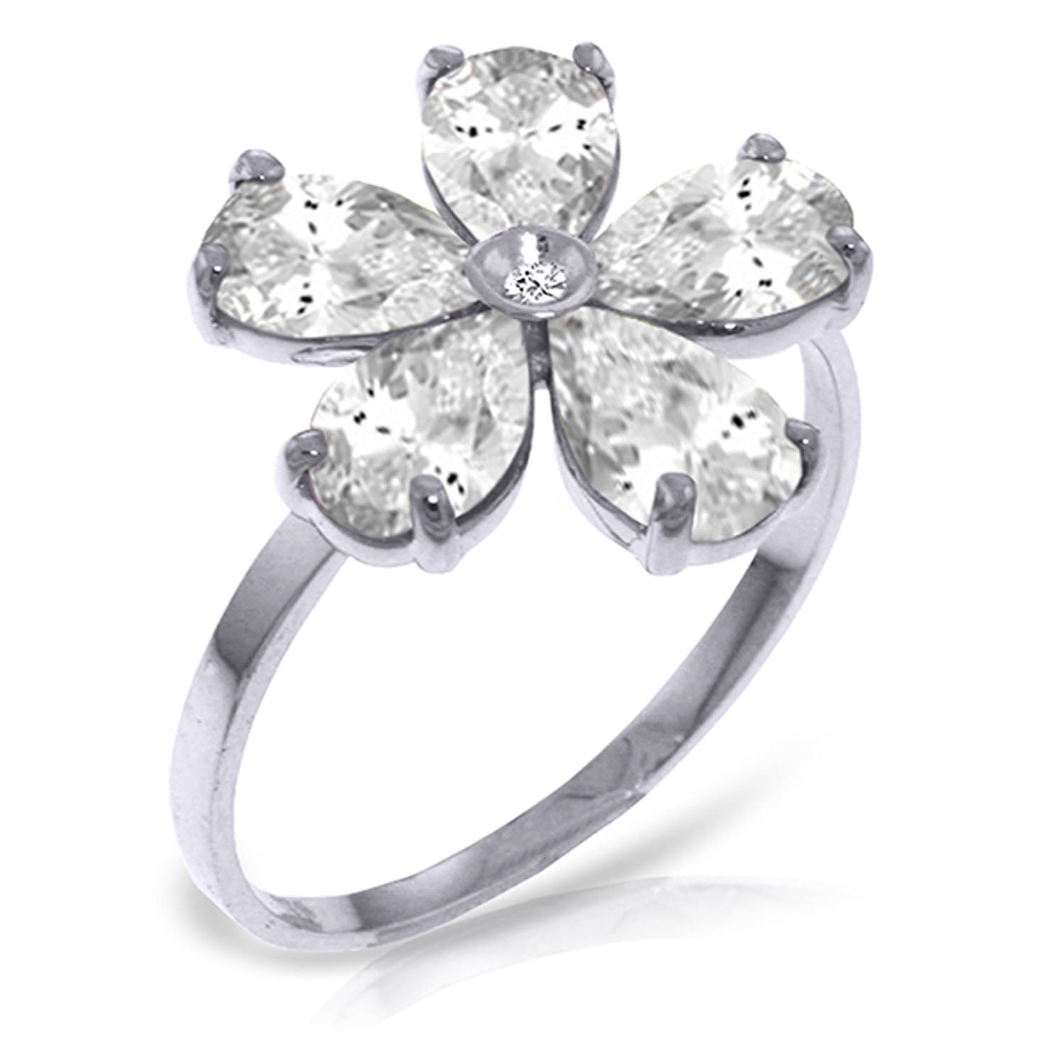 Gilded Petal White Topaz Ring