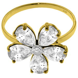 Gilded Petal White Topaz Ring