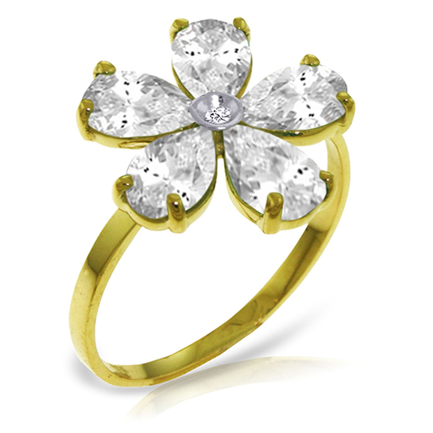 Gilded Petal White Topaz Ring