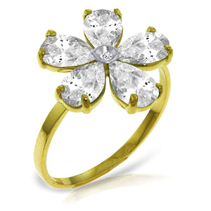 Gilded Petal White Topaz Ring