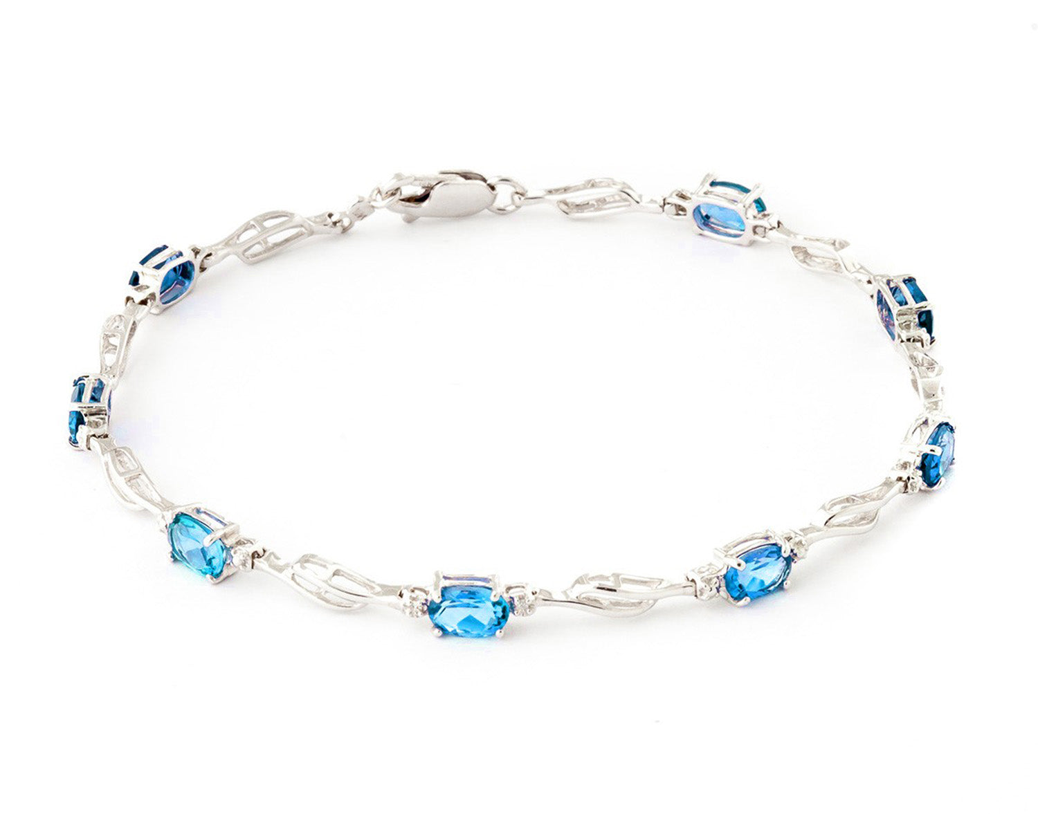 Shimmering Array Blue Topaz And Diamond Bracelet