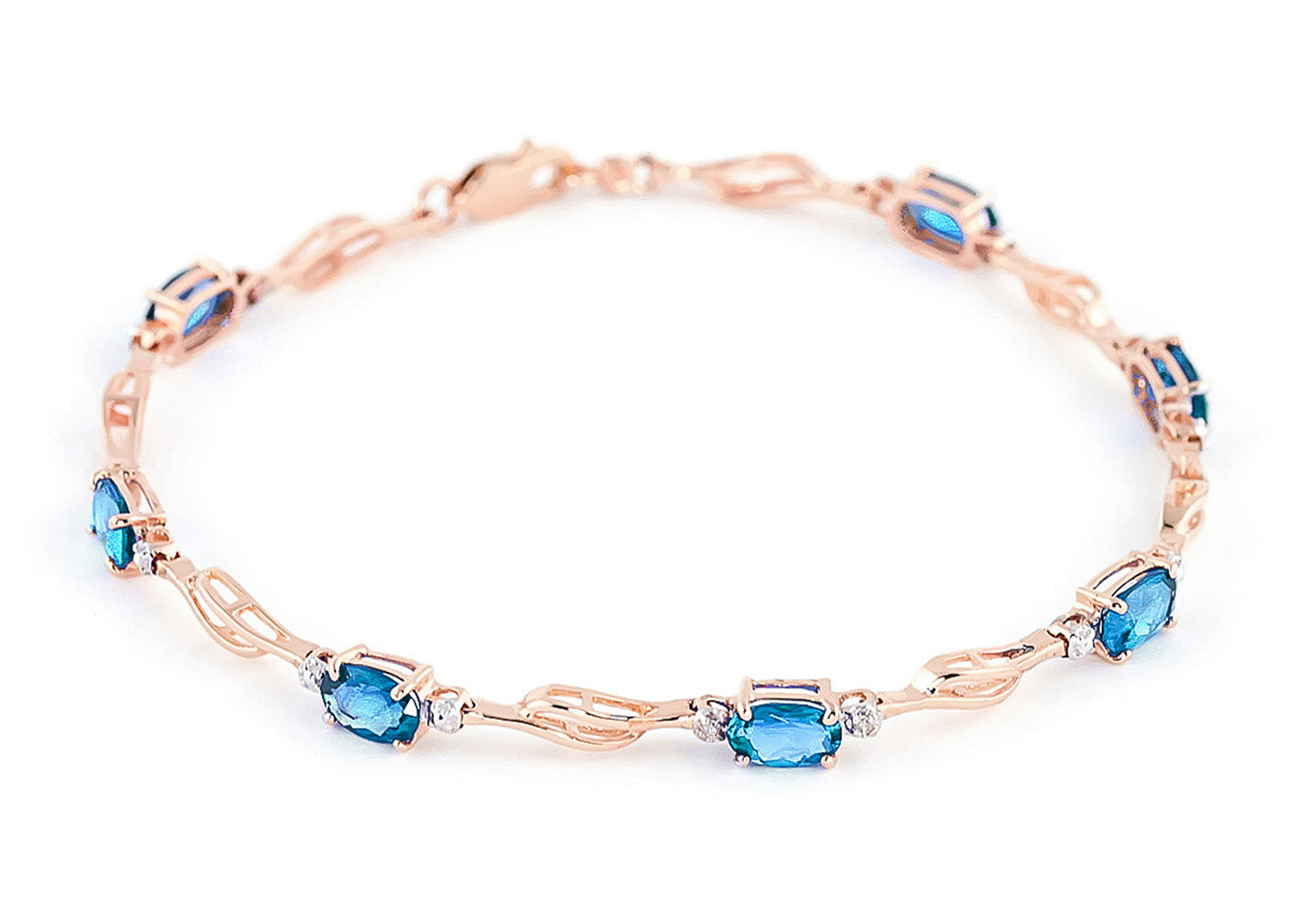 Shimmering Array Blue Topaz And Diamond Bracelet