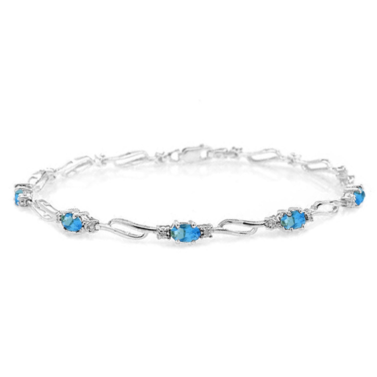 Shimmering Array Blue Topaz And Diamond Bracelet