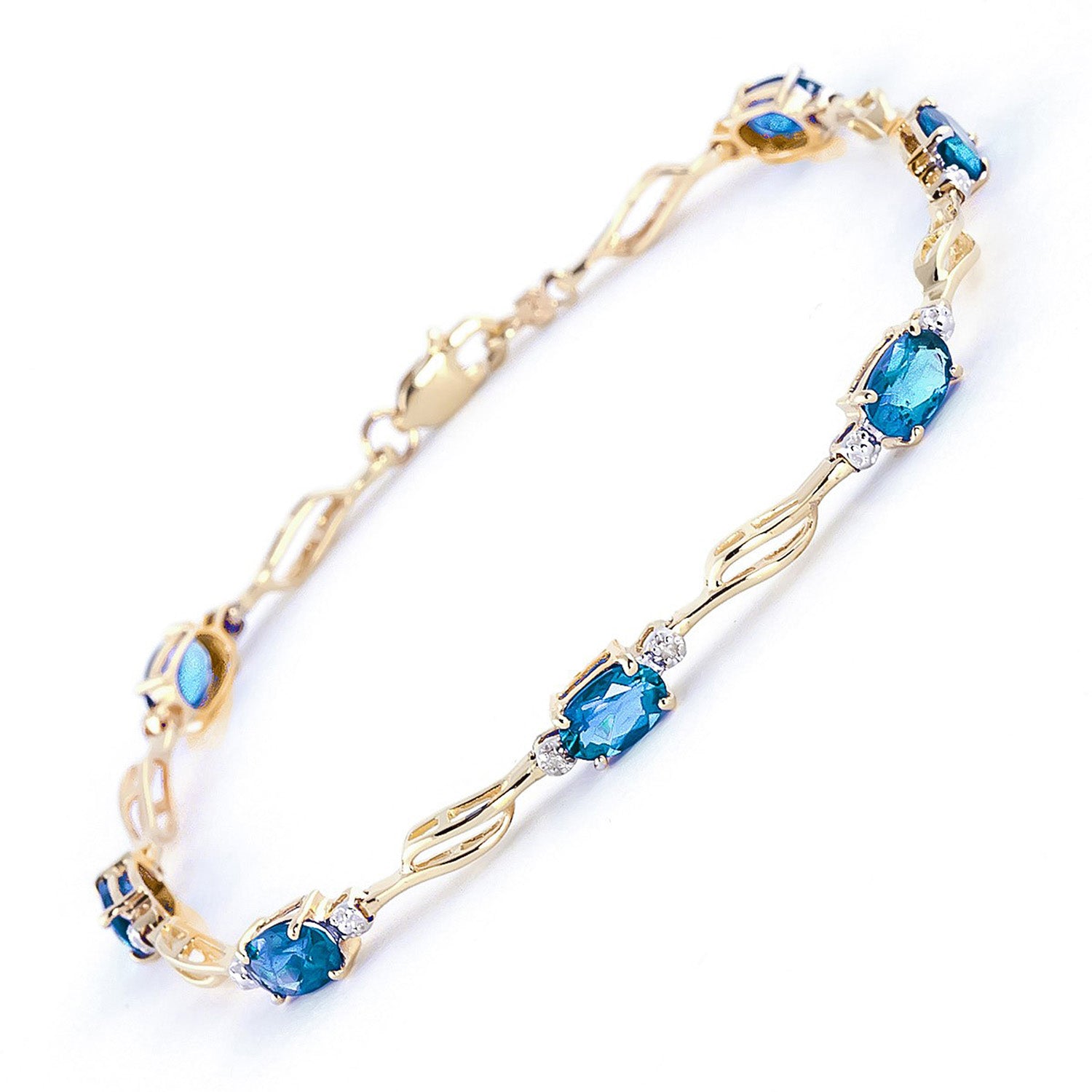 Shimmering Array Blue Topaz And Diamond Bracelet
