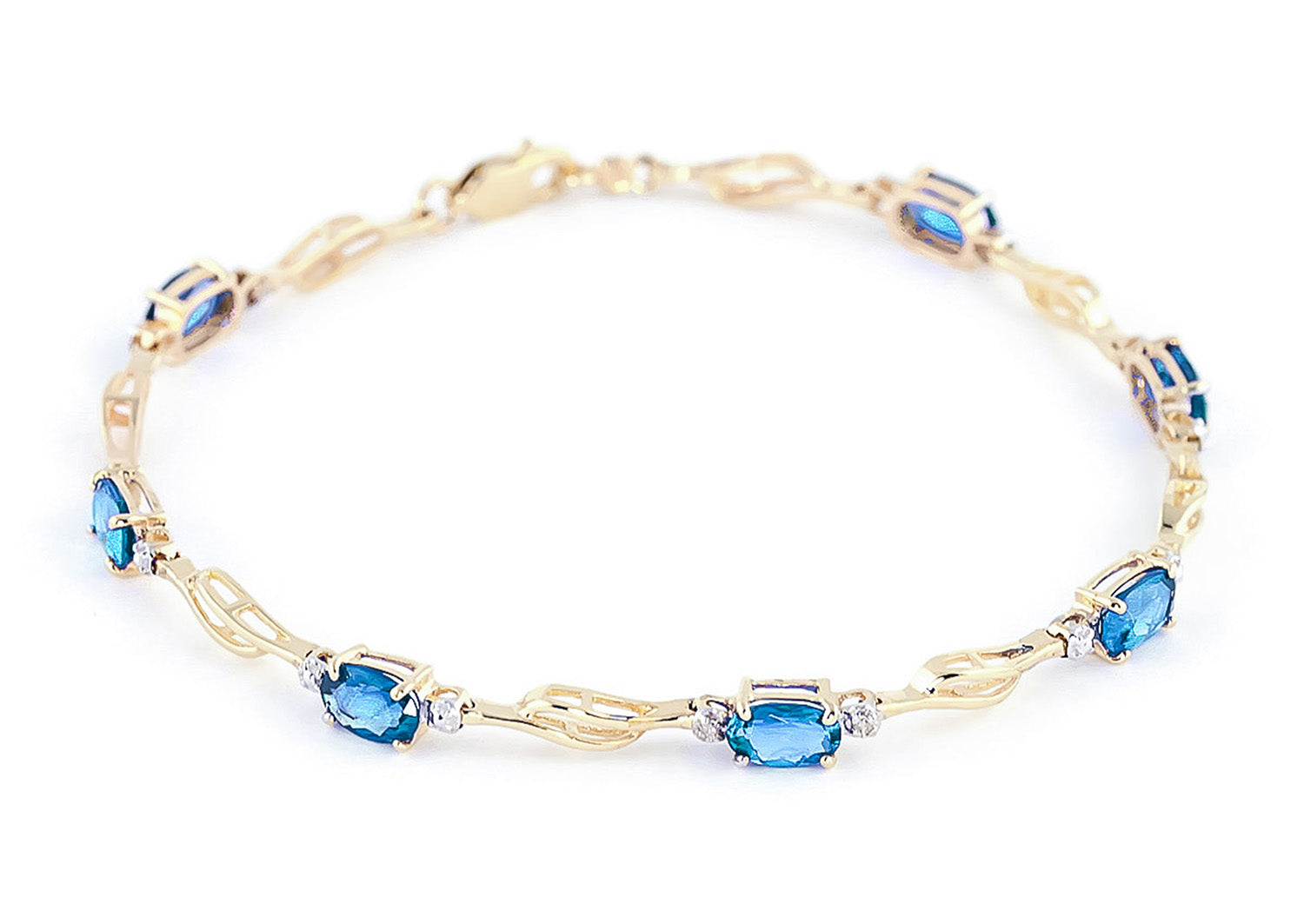 Shimmering Array Blue Topaz And Diamond Bracelet
