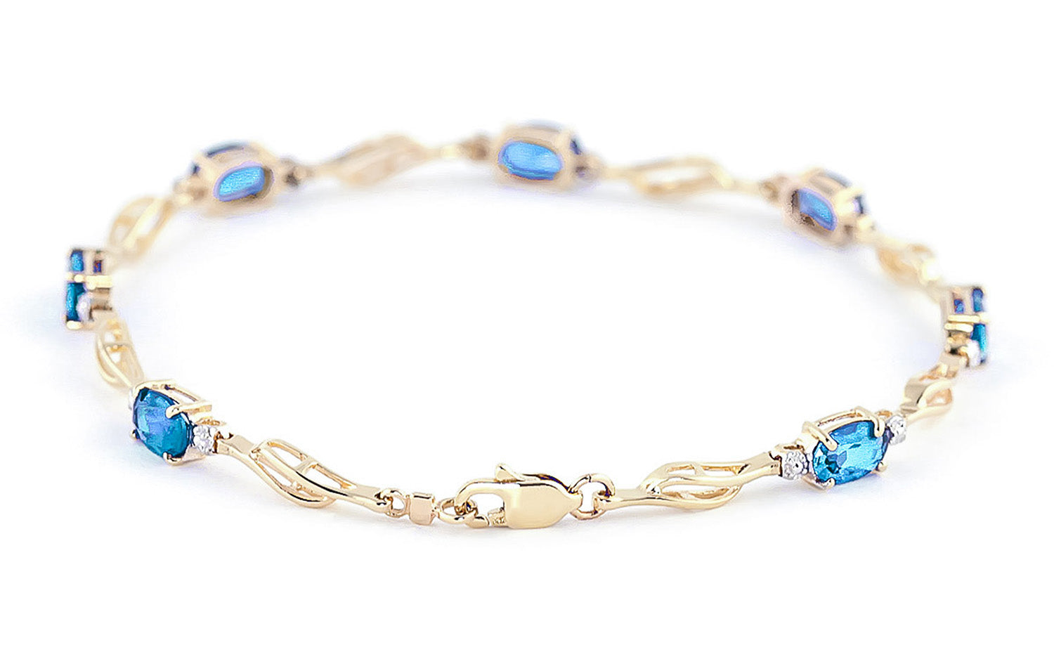 Shimmering Array Blue Topaz And Diamond Bracelet