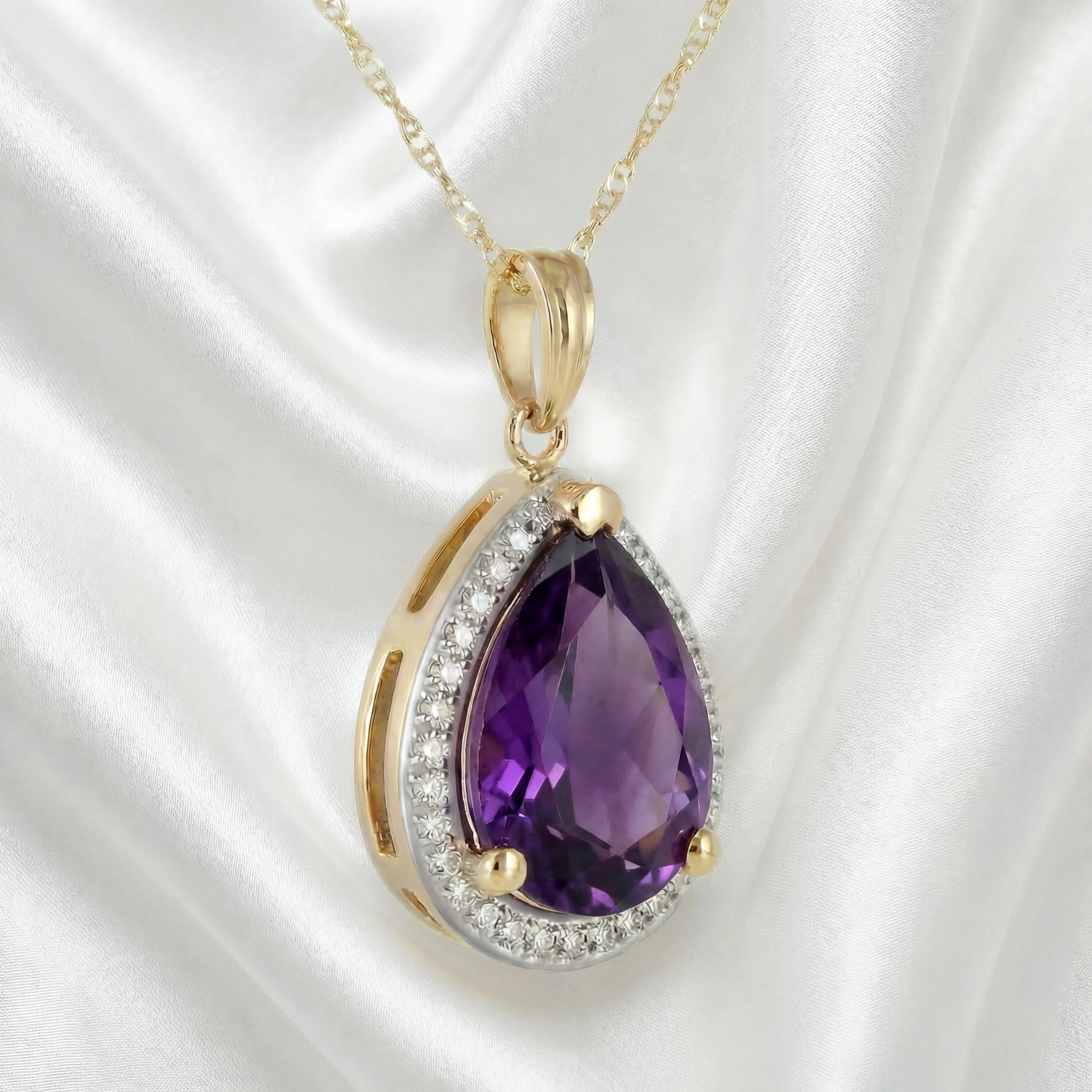 Hidden Light Purple Amethyst & Diamond Necklace