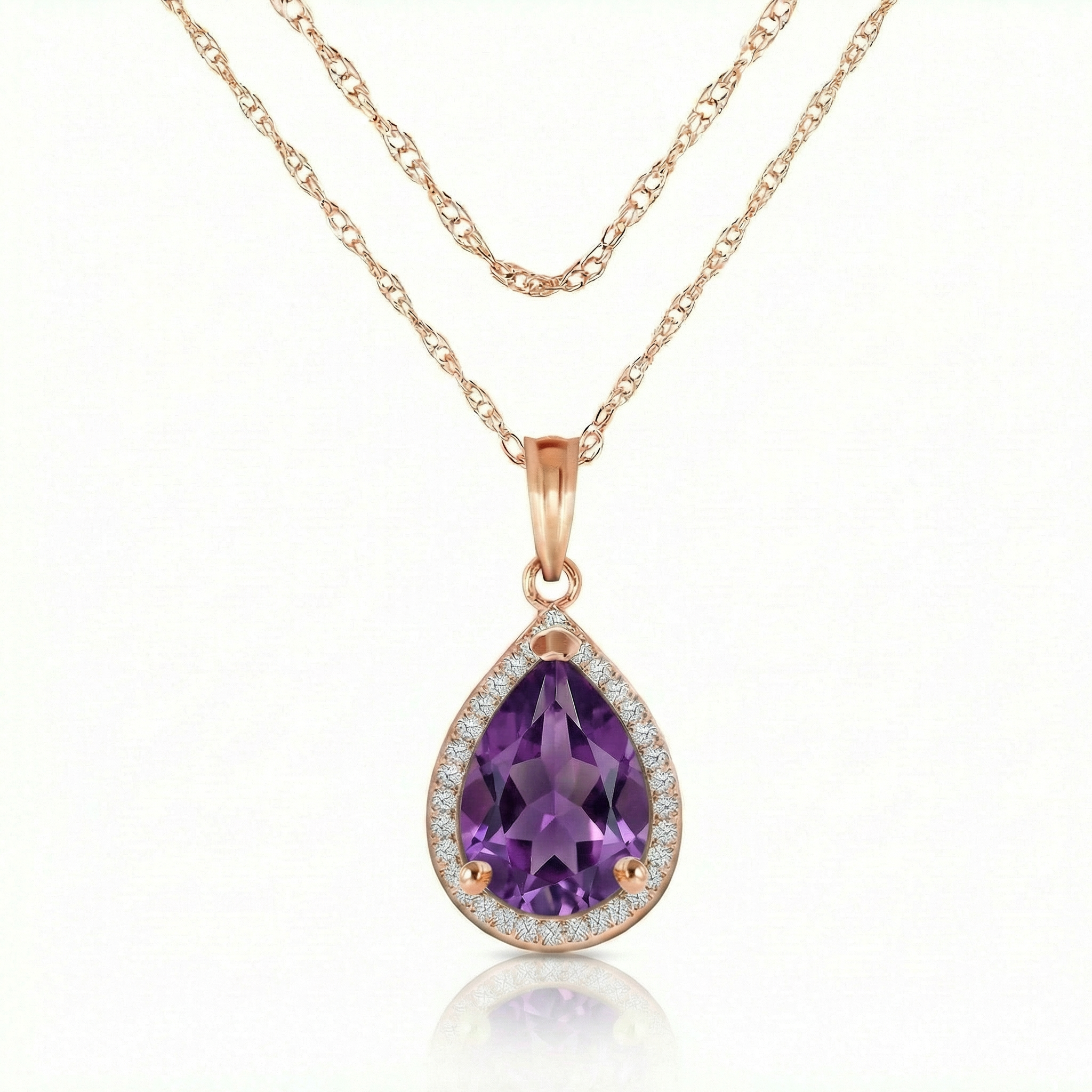Hidden Light Purple Amethyst & Diamond Necklace